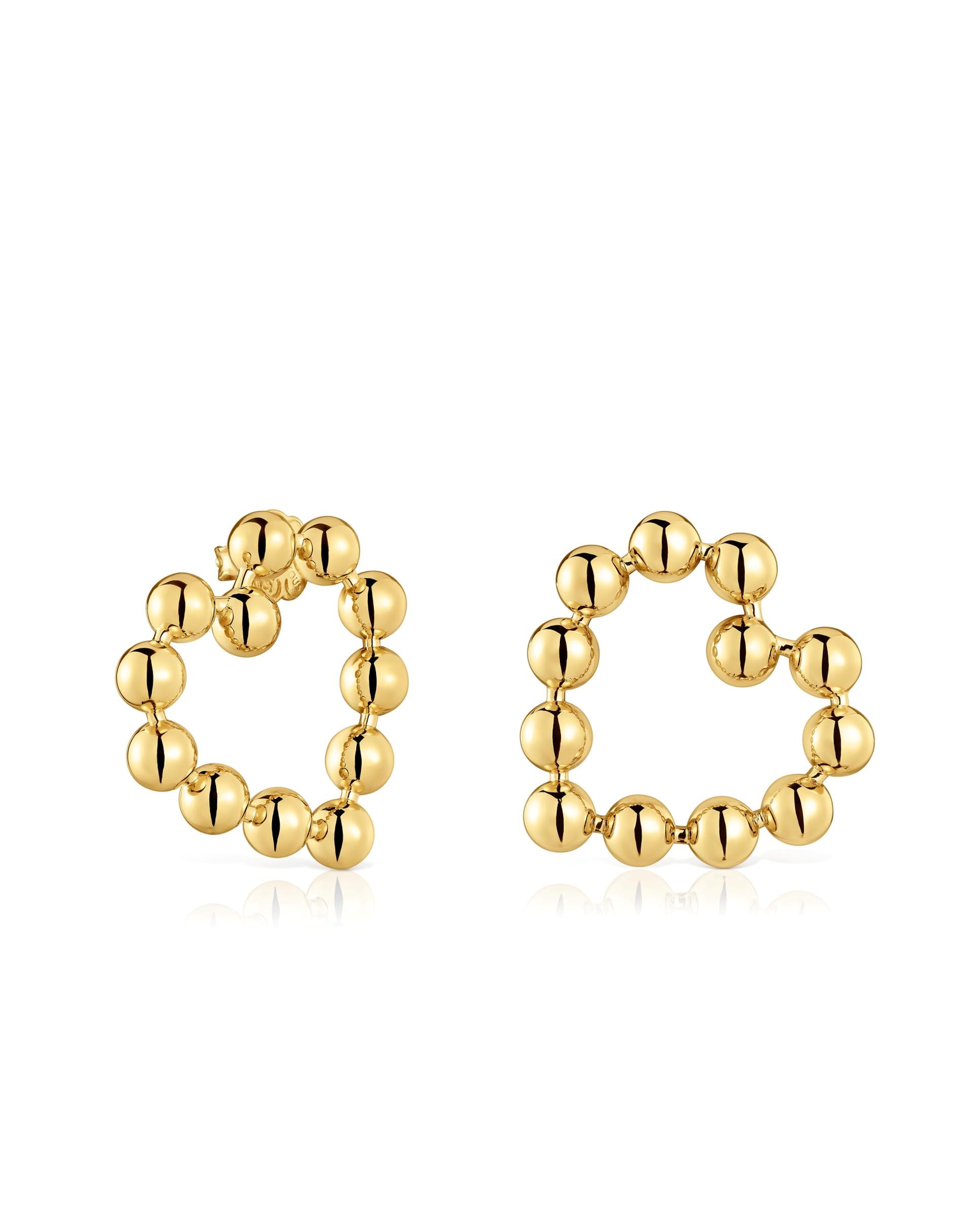 Brincos Sugar Party Coração Banhados a Ouro 18 Kt em Prata Dourado-1