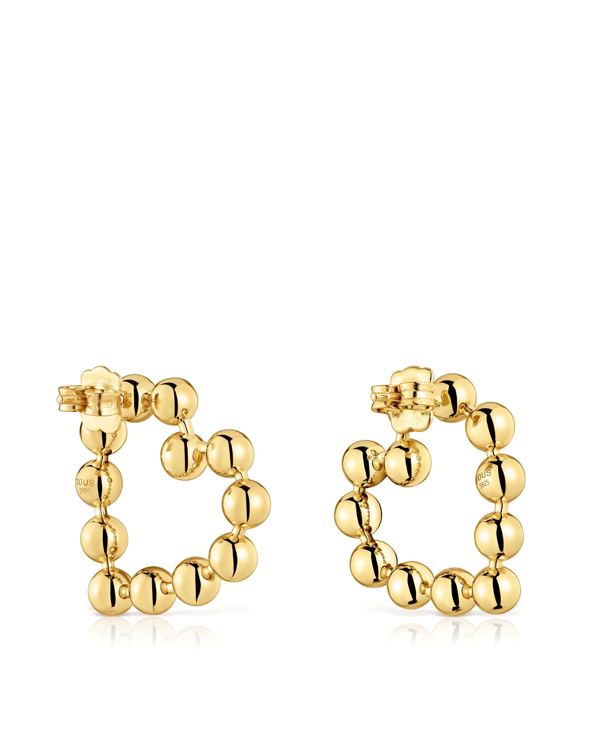 Brincos Sugar Party Coração Banhados a Ouro 18 Kt em Prata Dourado-3