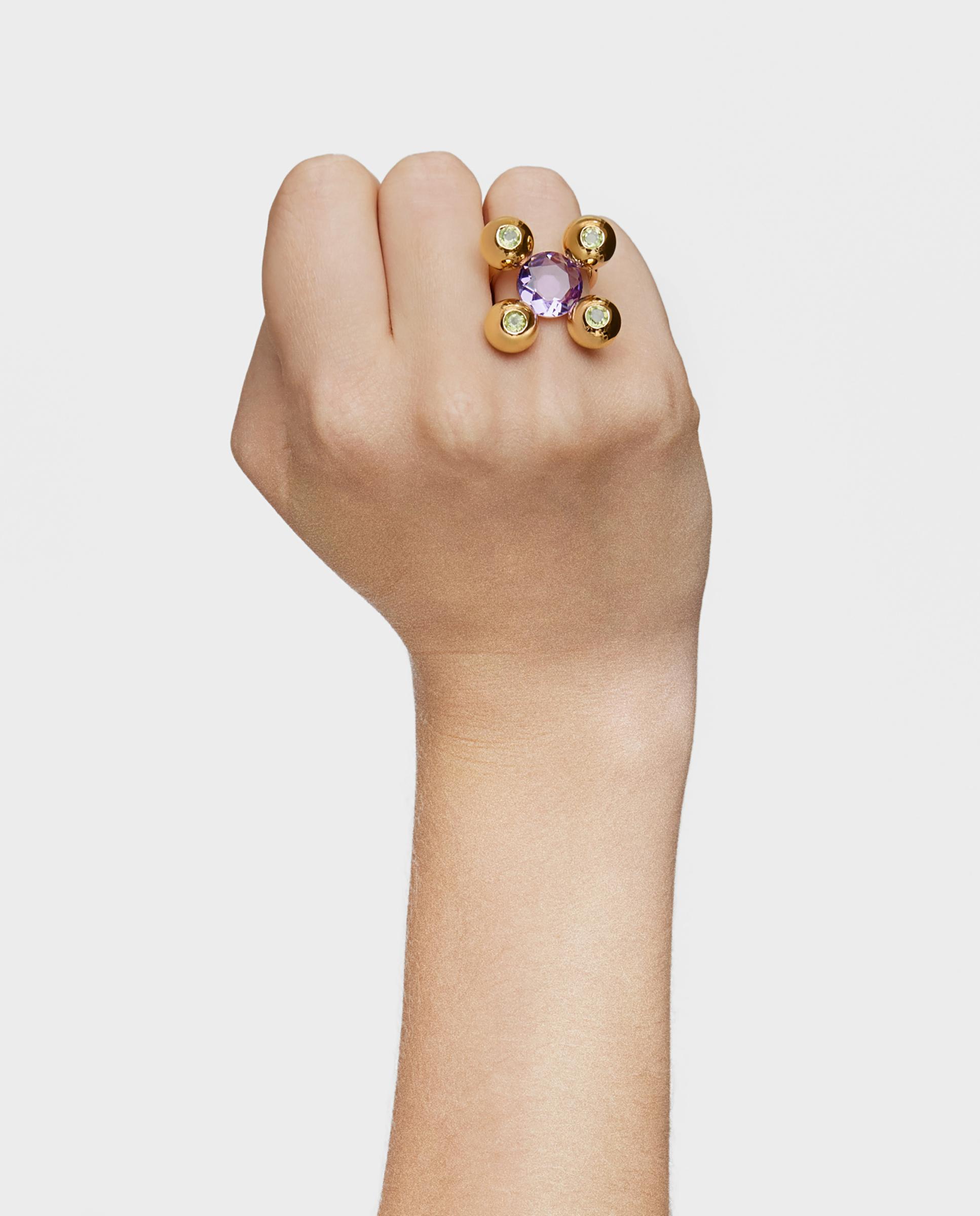 Anel Sugar Party Banhado em Ouro 18 Kt Sobre Prata com Ametista e Peridoto Multicolor-6