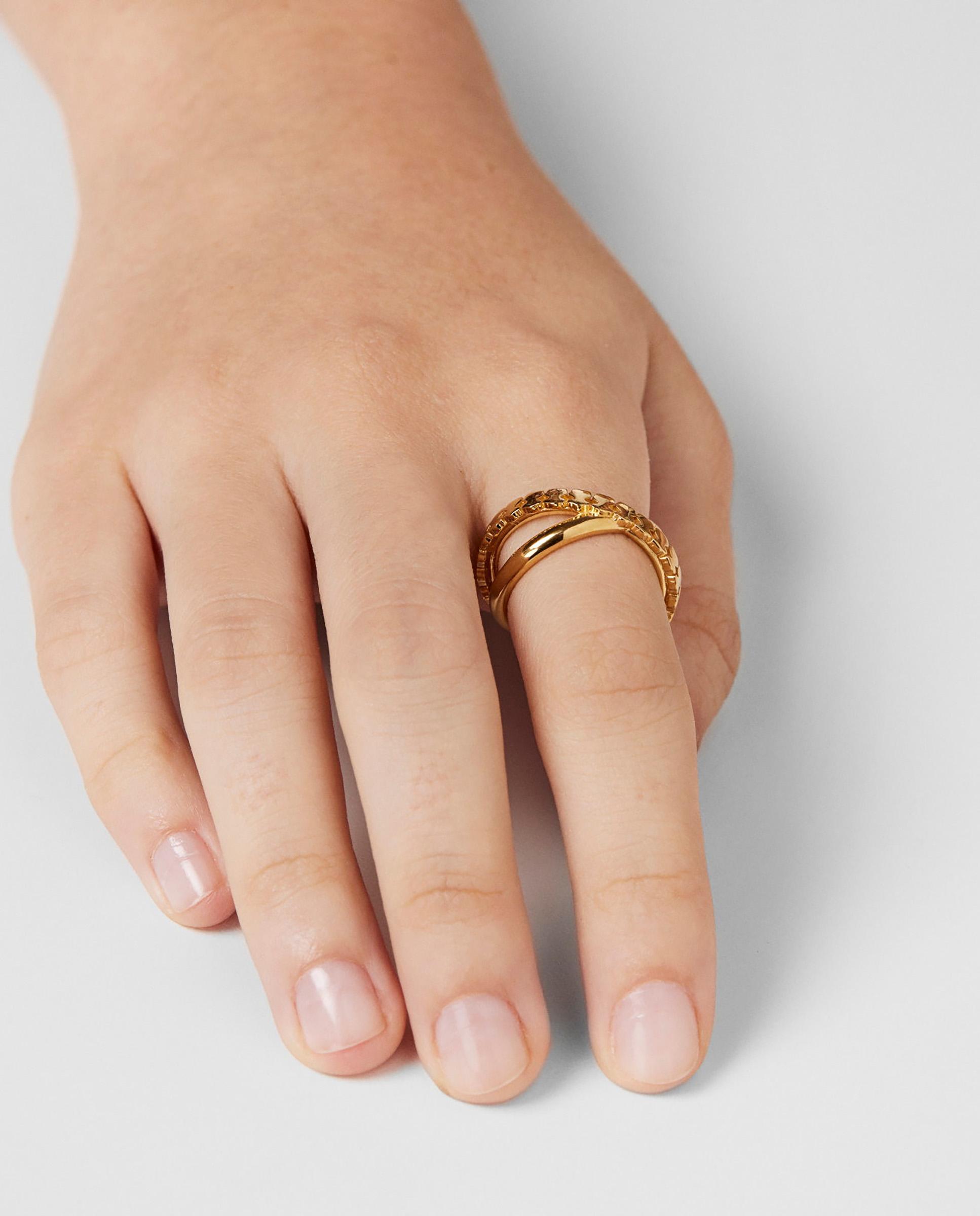 Anel Banhado a Ouro 18 Kt Sobre Prata Straight Dourado-5