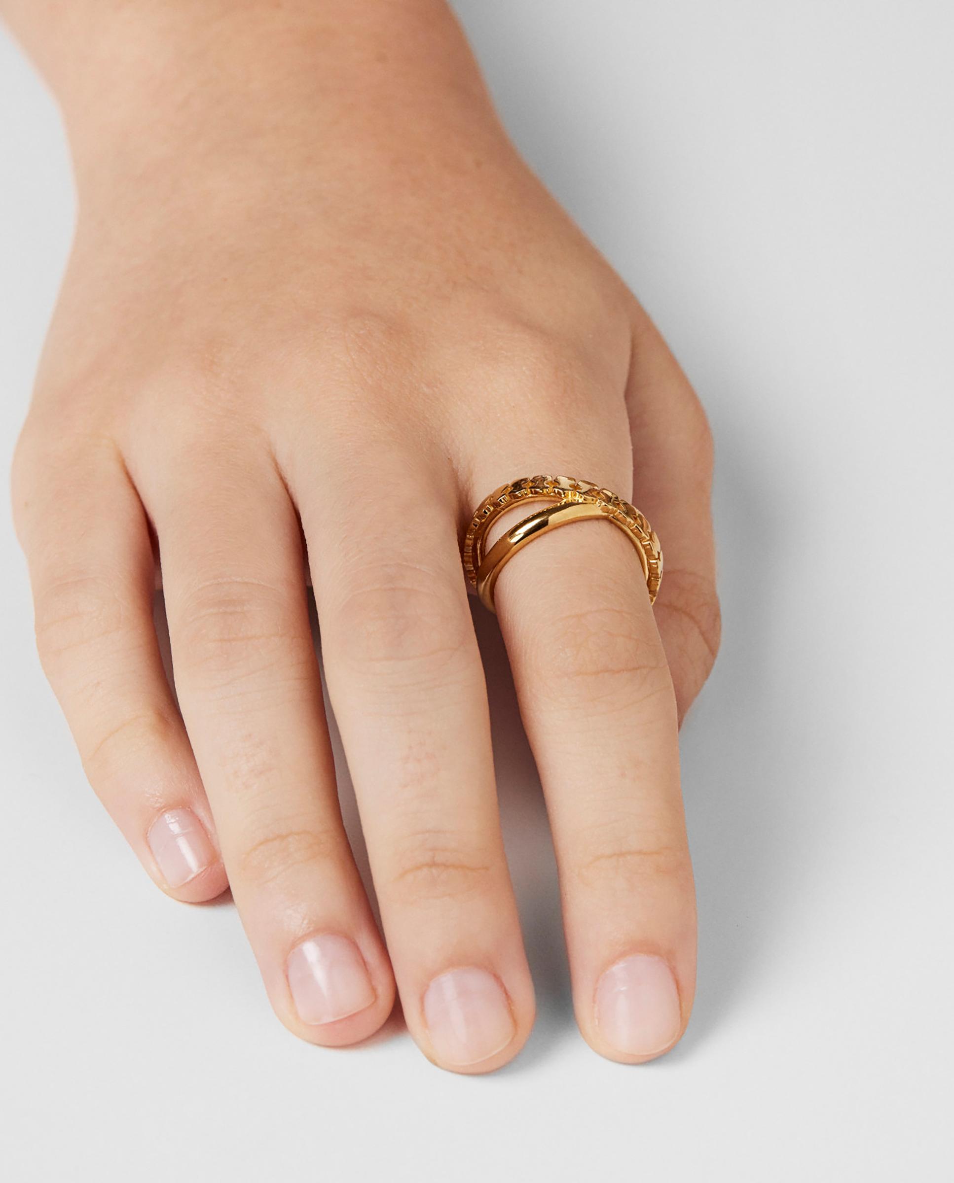 Anel Banhado a Ouro 18 Kt Sobre Prata Straight Dourado-7