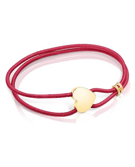 Imagem 0 de Pulseira Sweet Dolls Elástica Vermelha com Coração Banhado em Ouro 18 Kt Sobre Prata