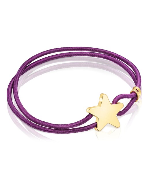 Imagem 0 de Pulseira Sweet Dolls Elástica Lilás com Estrela Banhada de Ouro 18 Kt Sobre Prata