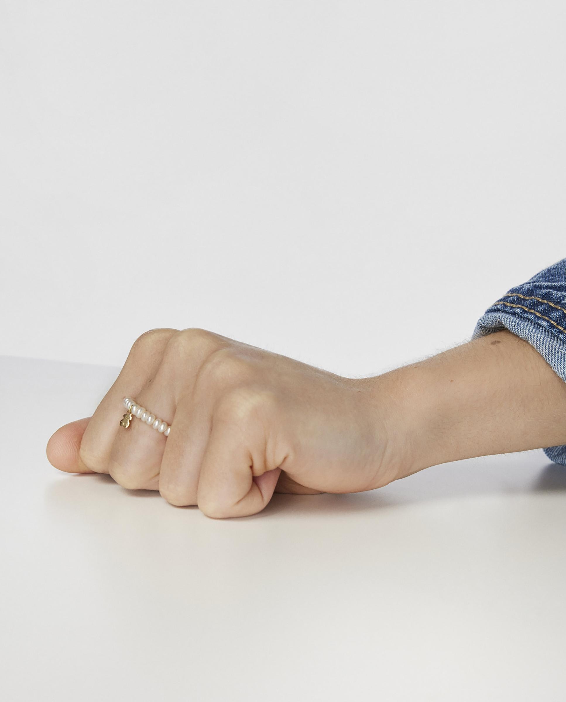 Anel Pearls de Ouro e Pérolas Branco-4