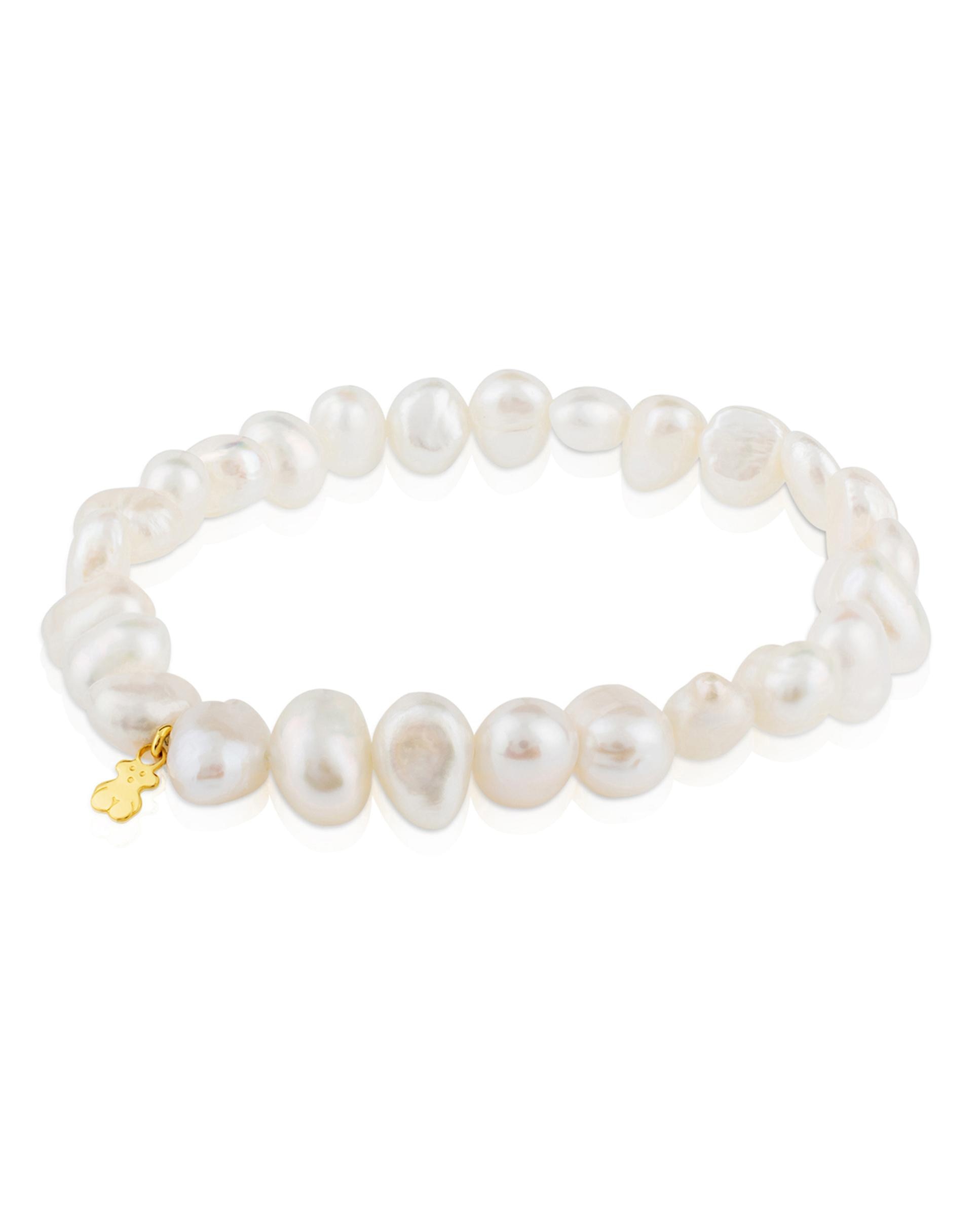 Pulseira de Corrente Sweet Dolls de Pérolas e Ouro Branco-1