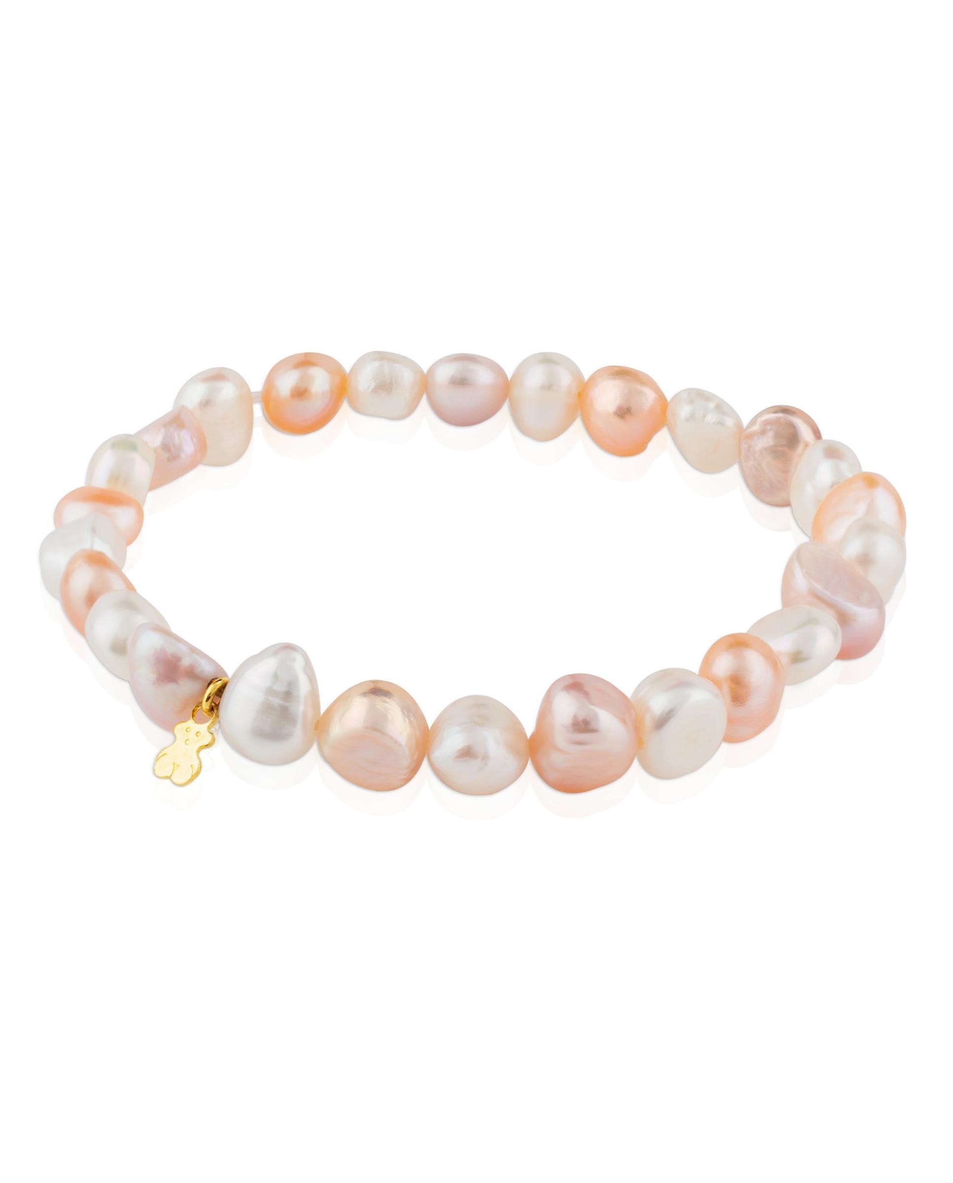 Pulseira de Corrente Pearls de Ouro e Pérolas Barrocas Branco-1