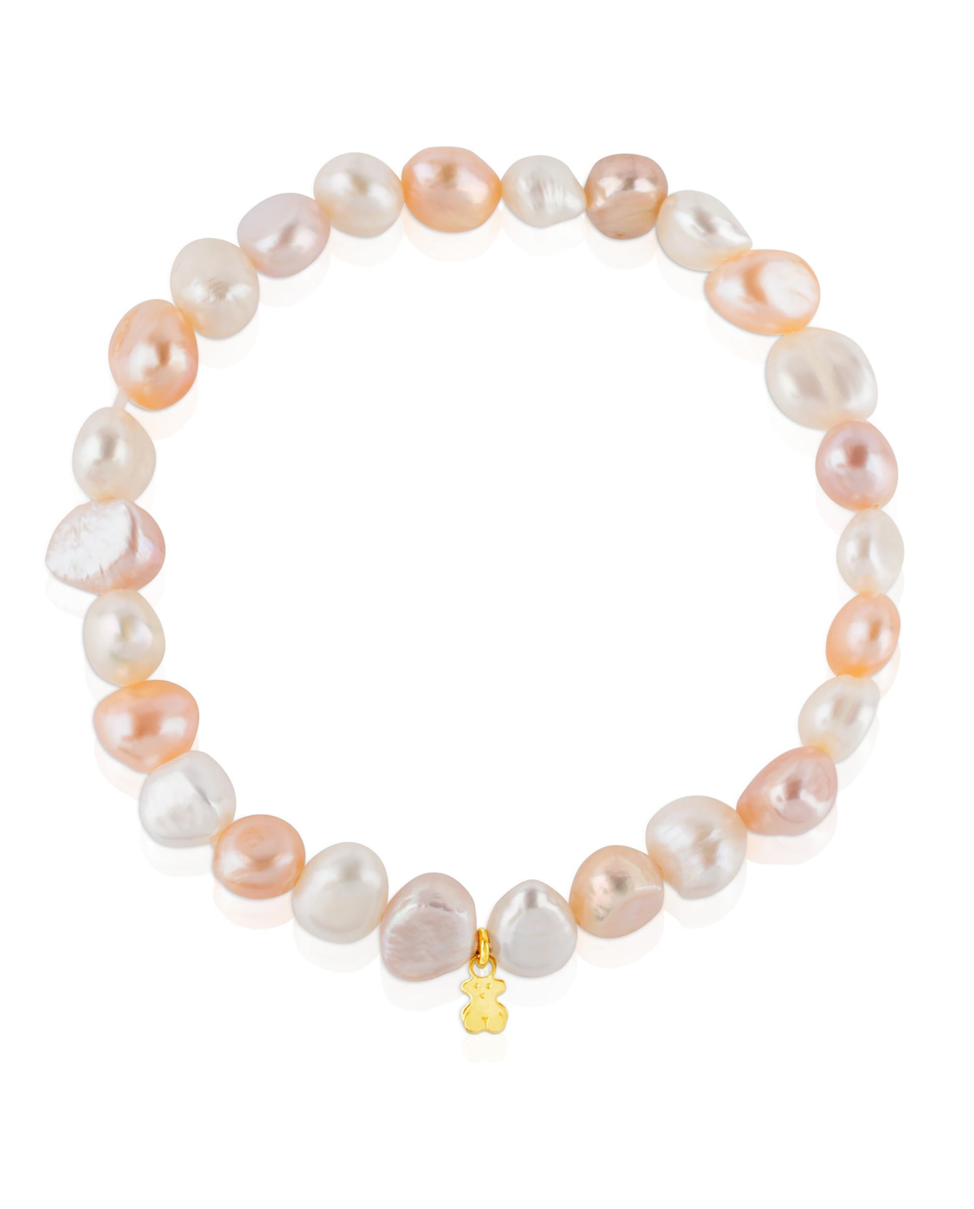Pulseira de Corrente Pearls de Ouro e Pérolas Barrocas Branco-3