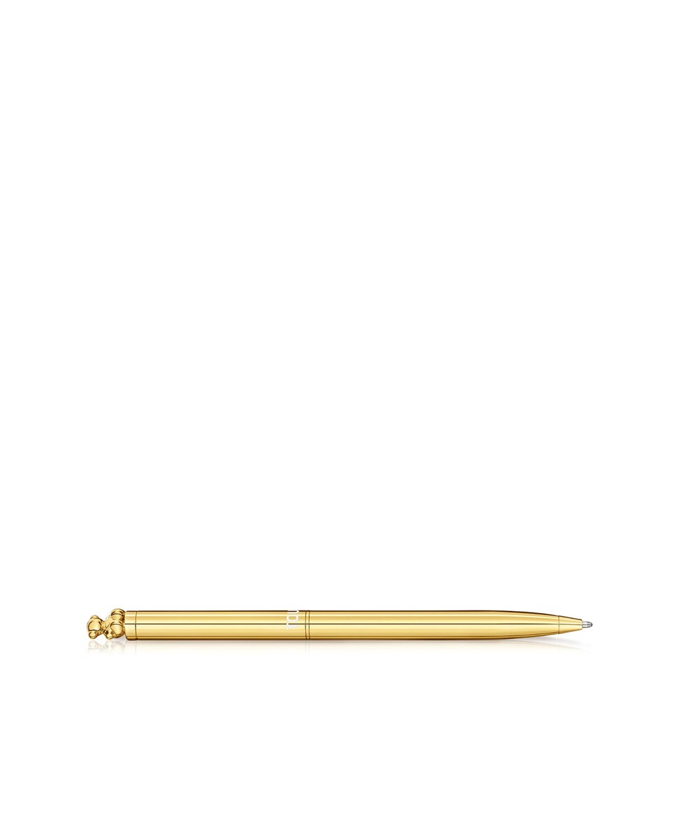 Caneta Bold Bear Cromada Lisa com Urso Ouro-4