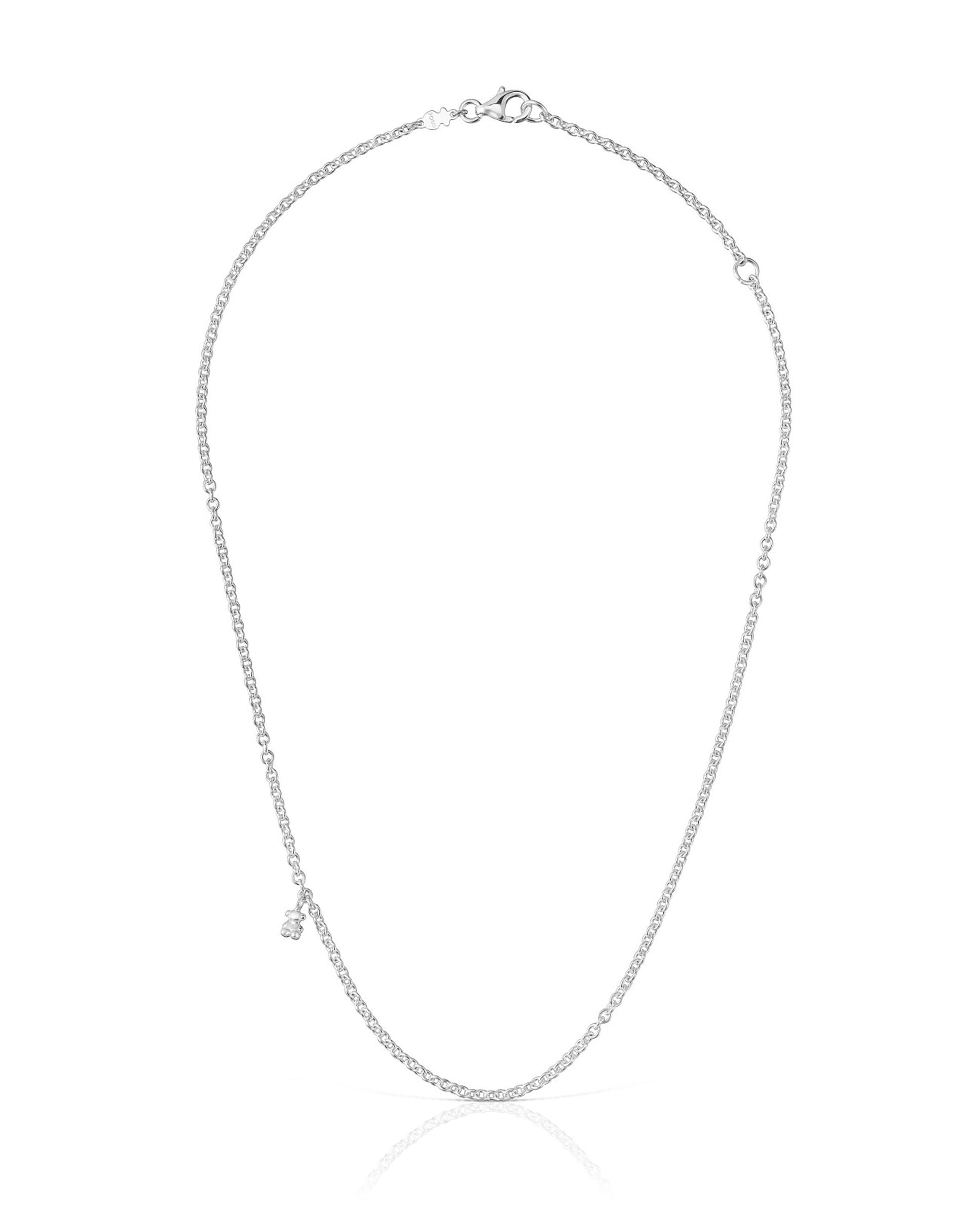 Colar Bold Bear Curto de Prata com Anéis Prateado-1
