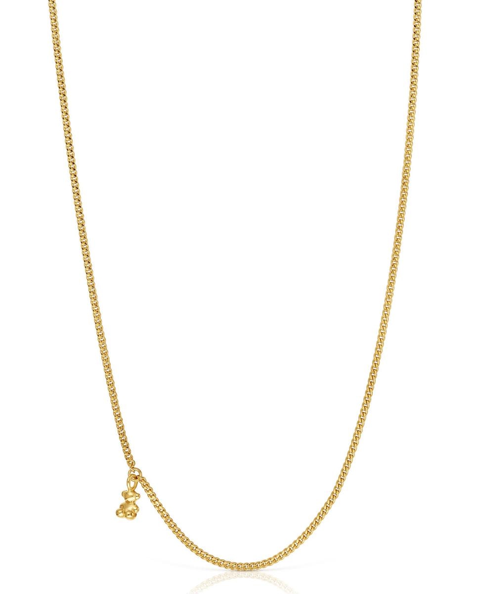 Colar Bold Bear Curto Barbado Banhado em Ouro 18 Kt Sobre Prata Dourado-2