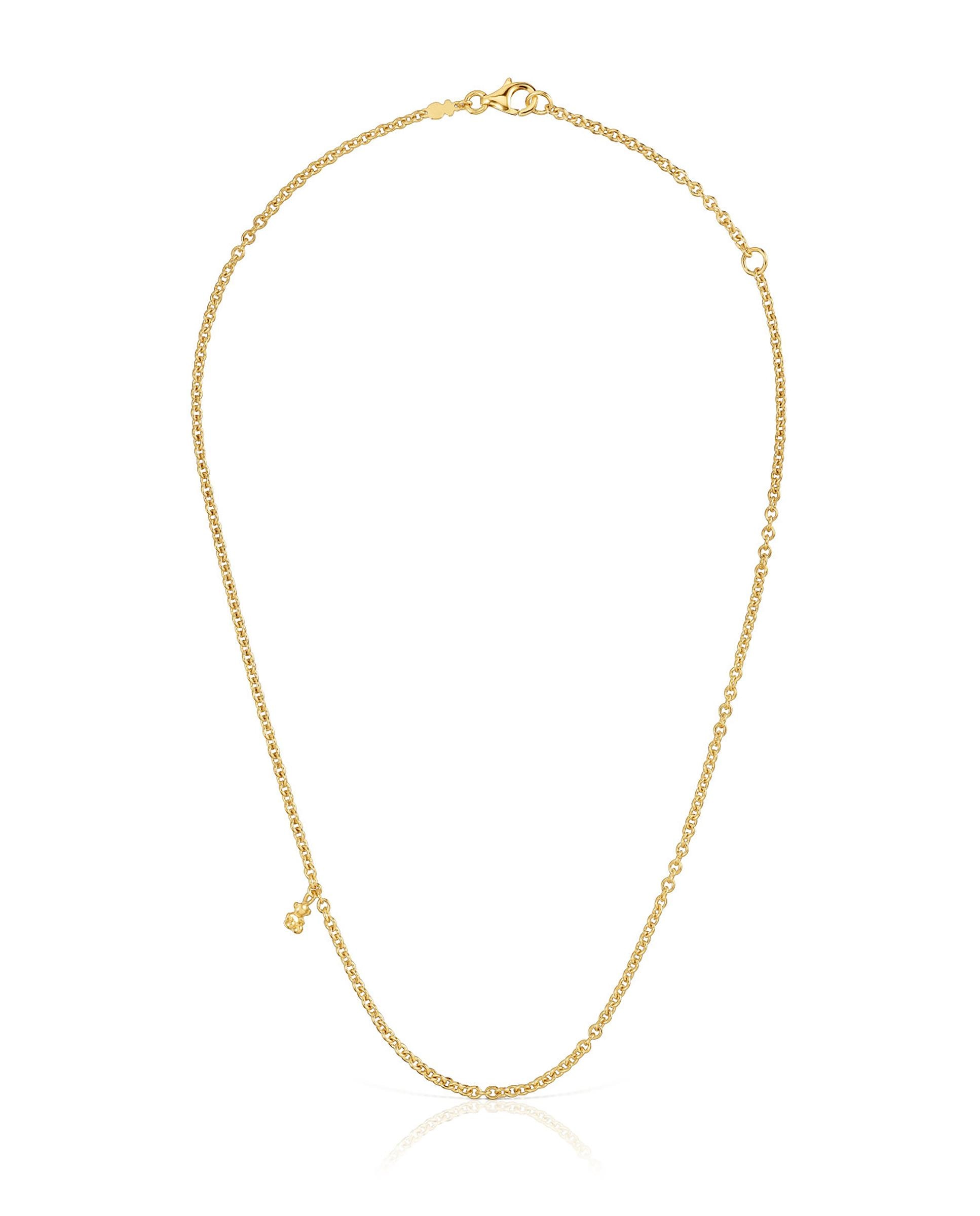 Colar Bold Bear Curto Banhado em Ouro 18 Kt Sobre Prata com Argolas Dourado-1