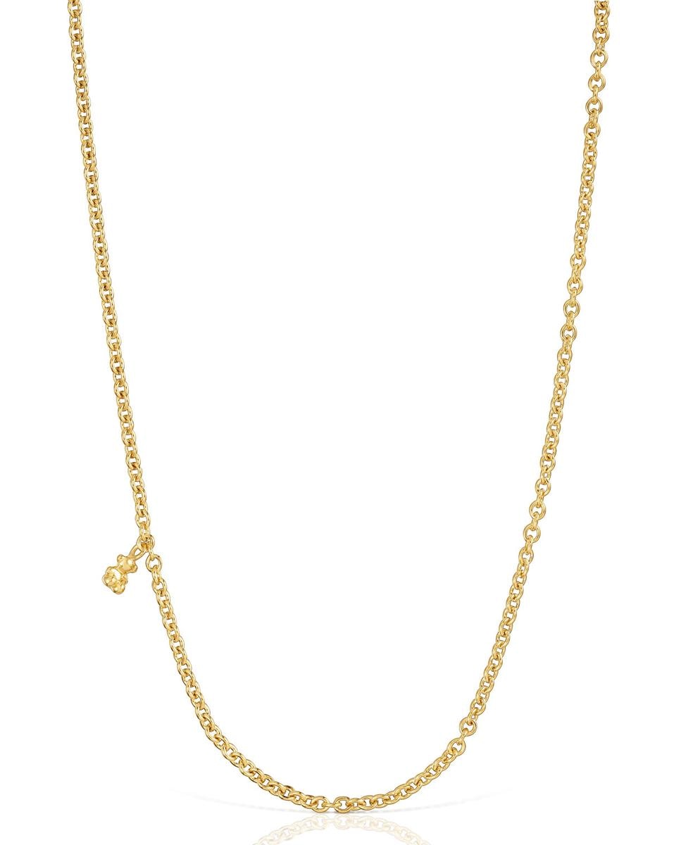 Colar Bold Bear Curto Banhado em Ouro 18 Kt Sobre Prata com Argolas Dourado-2