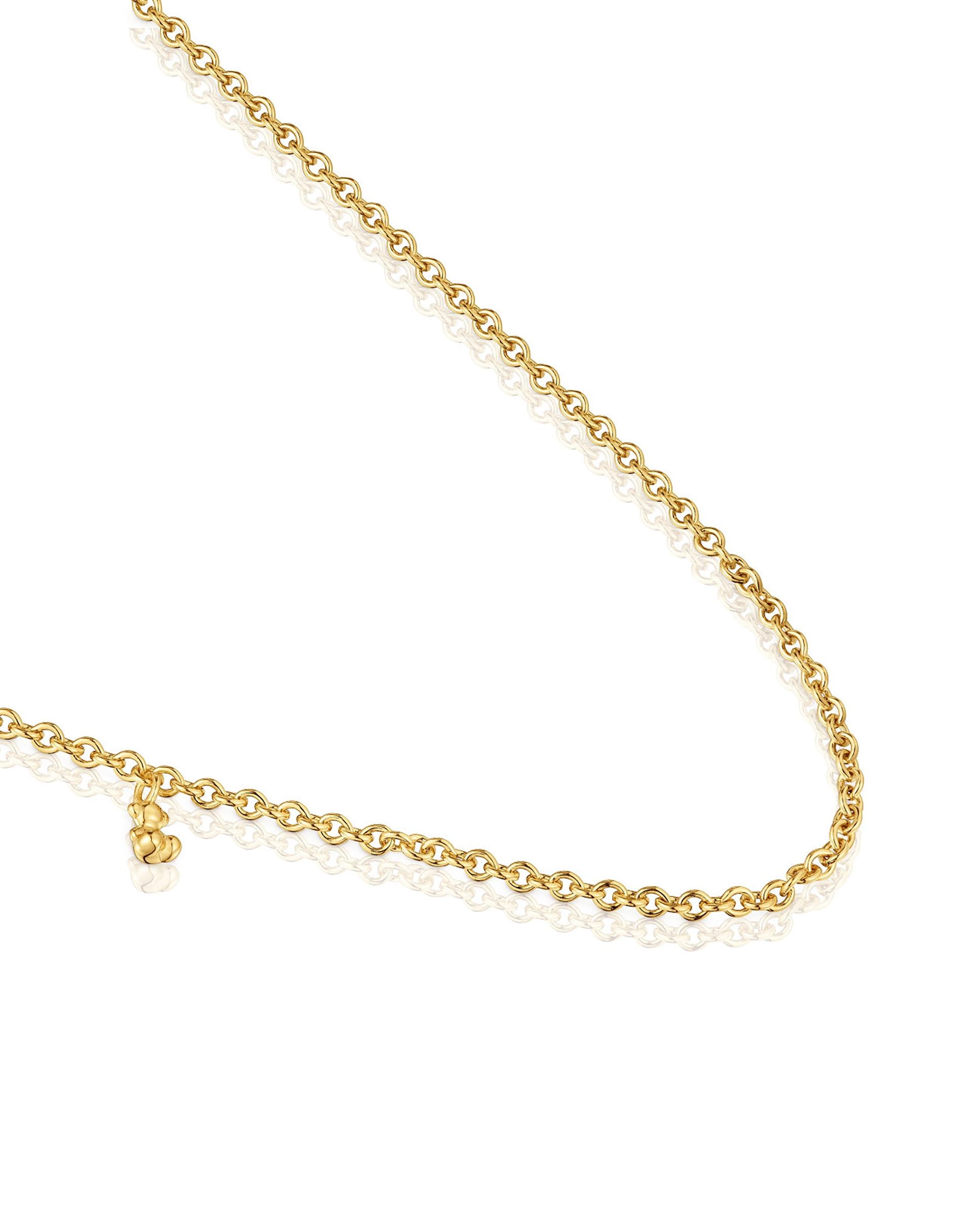 Colar Bold Bear Curto Banhado em Ouro 18 Kt Sobre Prata com Argolas Dourado-3