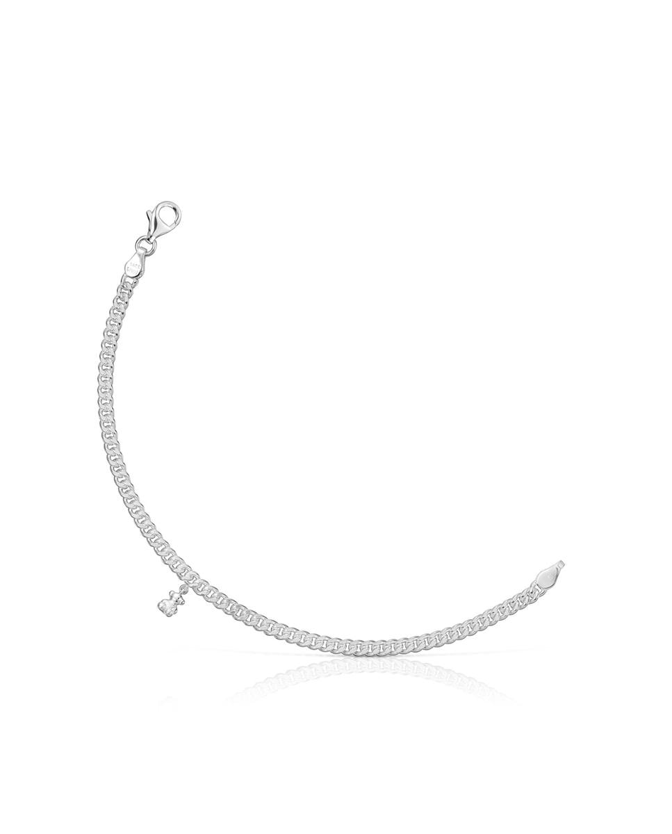Pulseira de Corrente Bold Bear Barbada de Prata Prateado-1