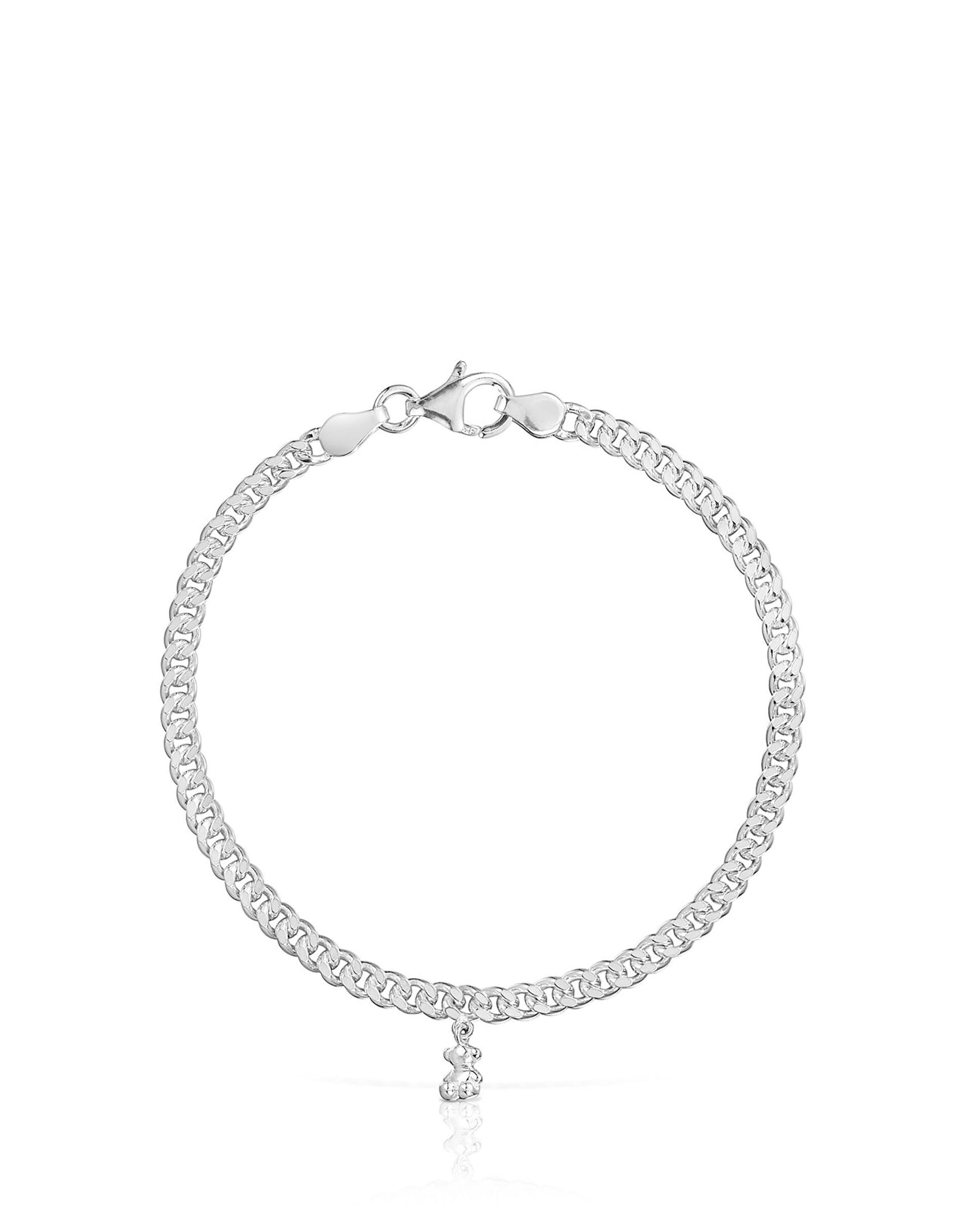Pulseira de Corrente Bold Bear Barbada de Prata Prateado-2