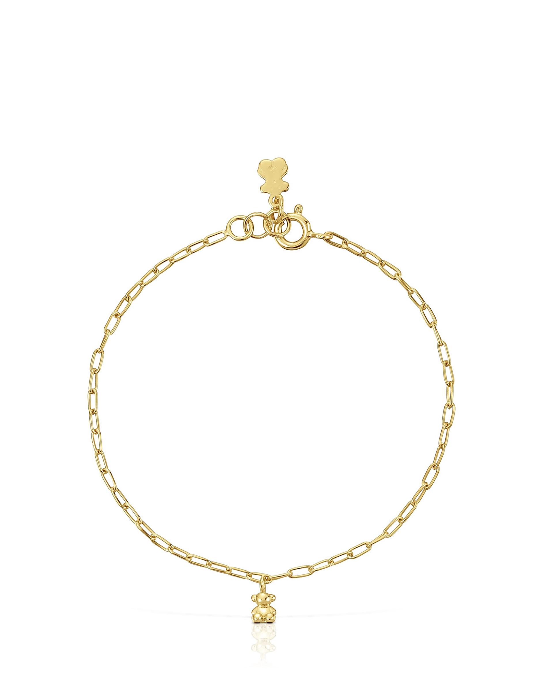 Pulseira Bold Bear Corrente com Banho de Ouro 18 kt sobre Prata com Argolas Ouro-2