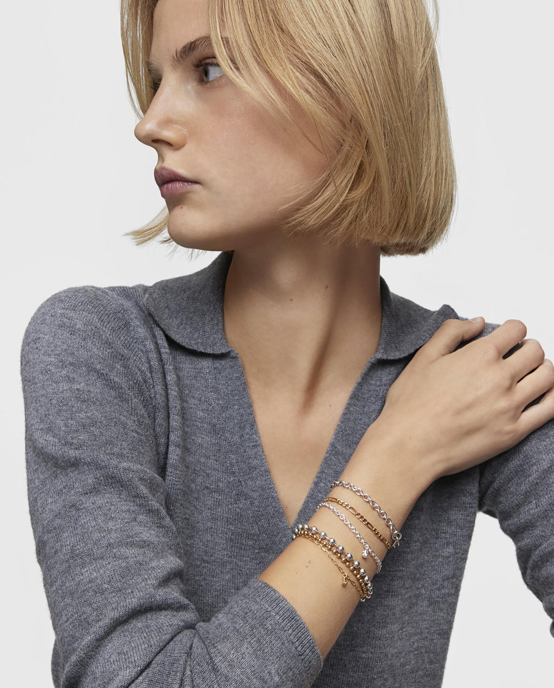 Pulseira Bold Bear Corrente com Banho de Ouro 18 kt sobre Prata com Argolas Ouro-5