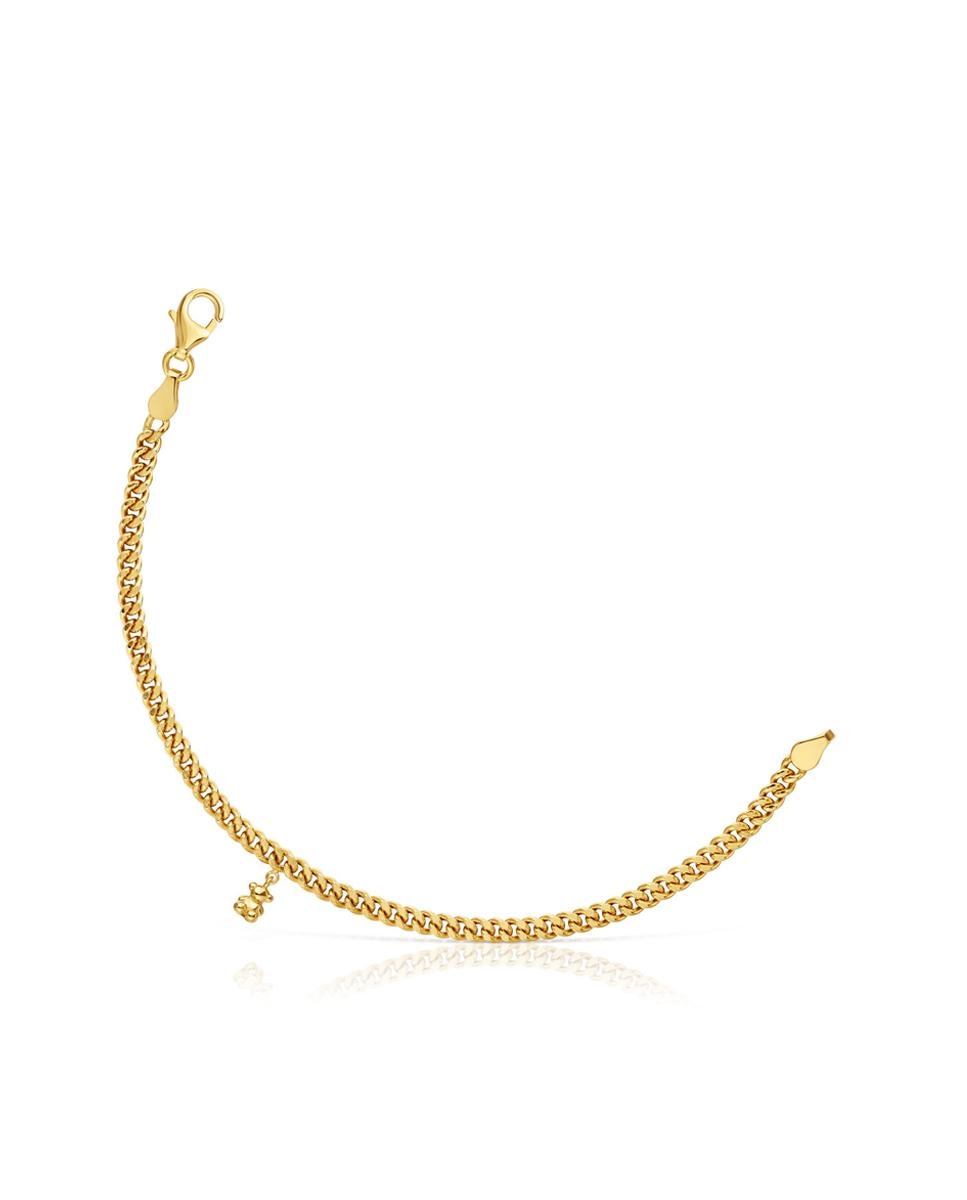 Pulseira de Corrente Bold Bear Barbada Banhada a Ouro 18 Kt Sobre Prata Dourado-1