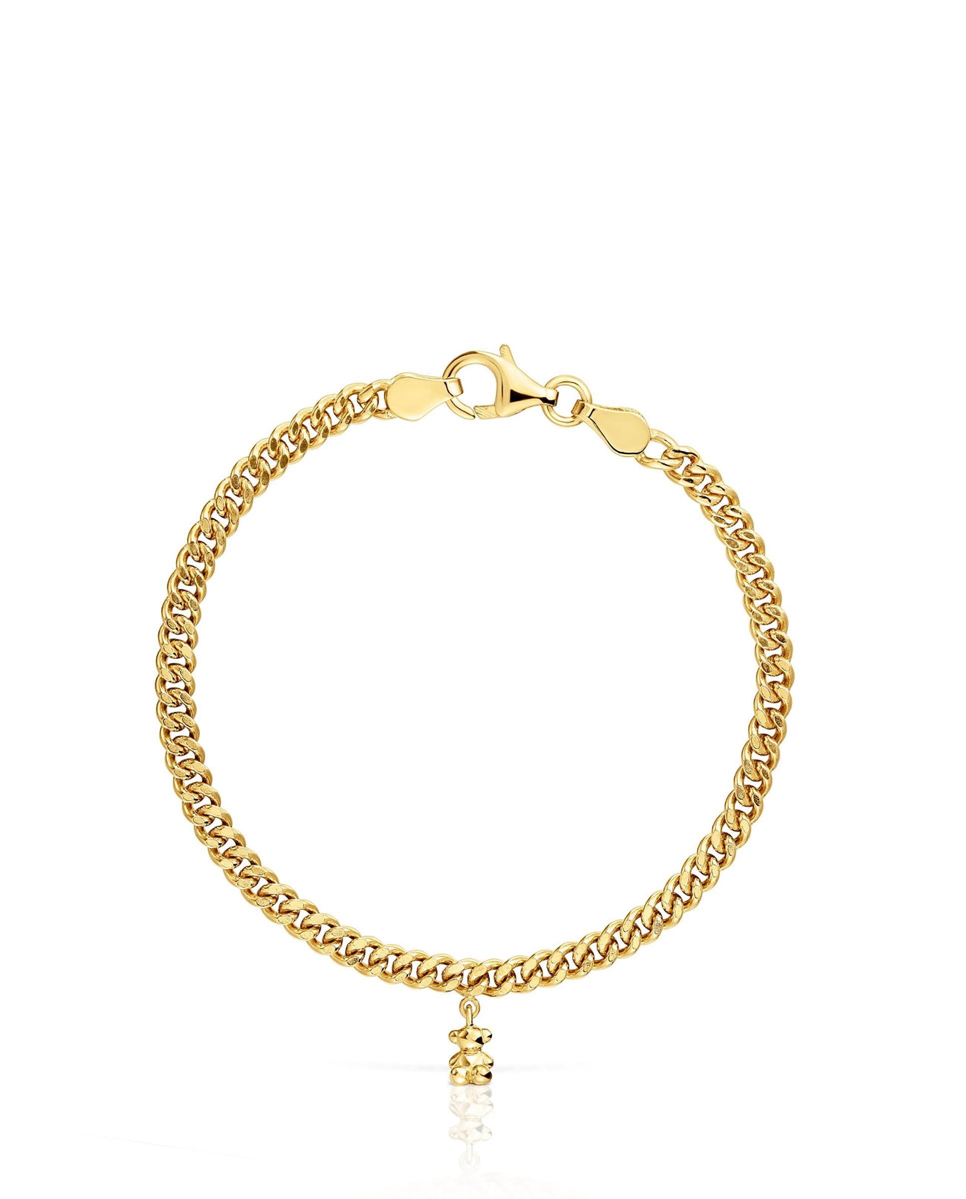 Pulseira de Corrente Bold Bear Barbada Banhada a Ouro 18 Kt Sobre Prata Dourado-2