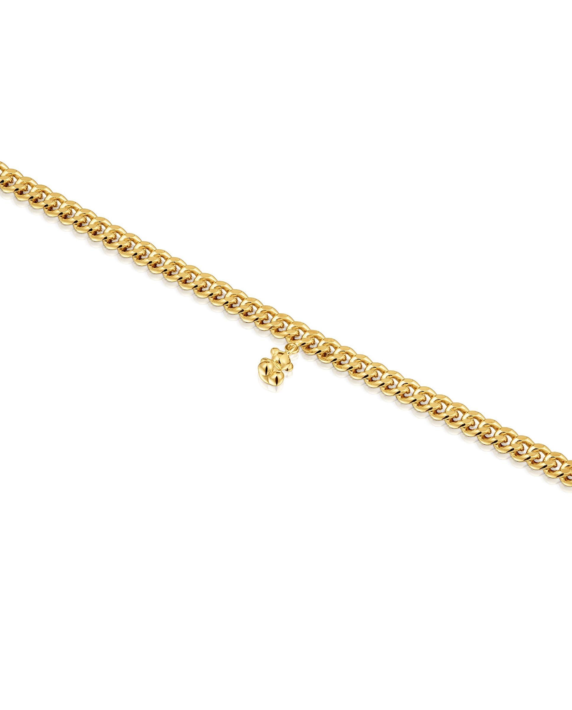 Pulseira de Corrente Bold Bear Barbada Banhada a Ouro 18 Kt Sobre Prata Dourado-3