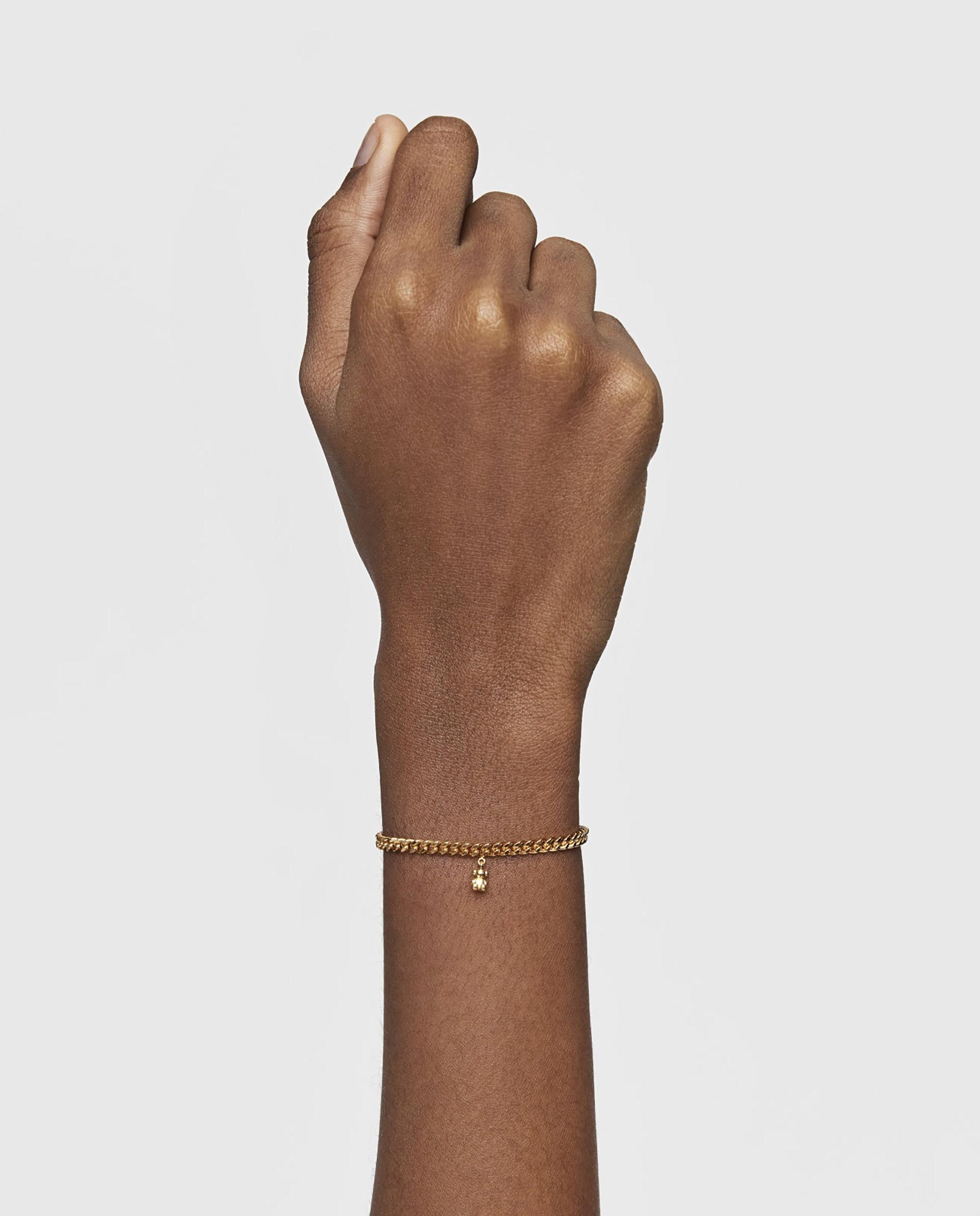 Pulseira de Corrente Bold Bear Barbada Banhada a Ouro 18 Kt Sobre Prata Dourado-6