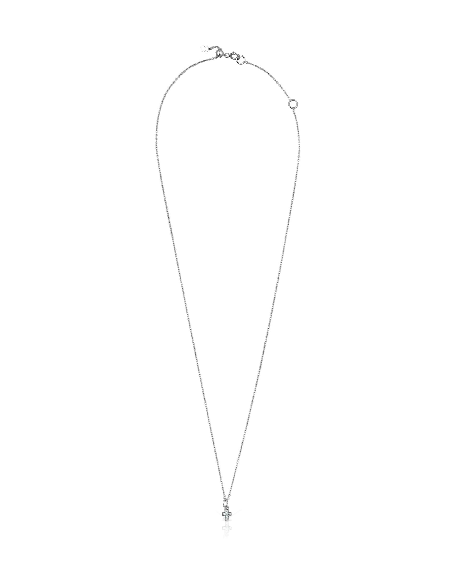 Colar Les Classiques Cruz de Ouro Branco com Diamantes Prata-1