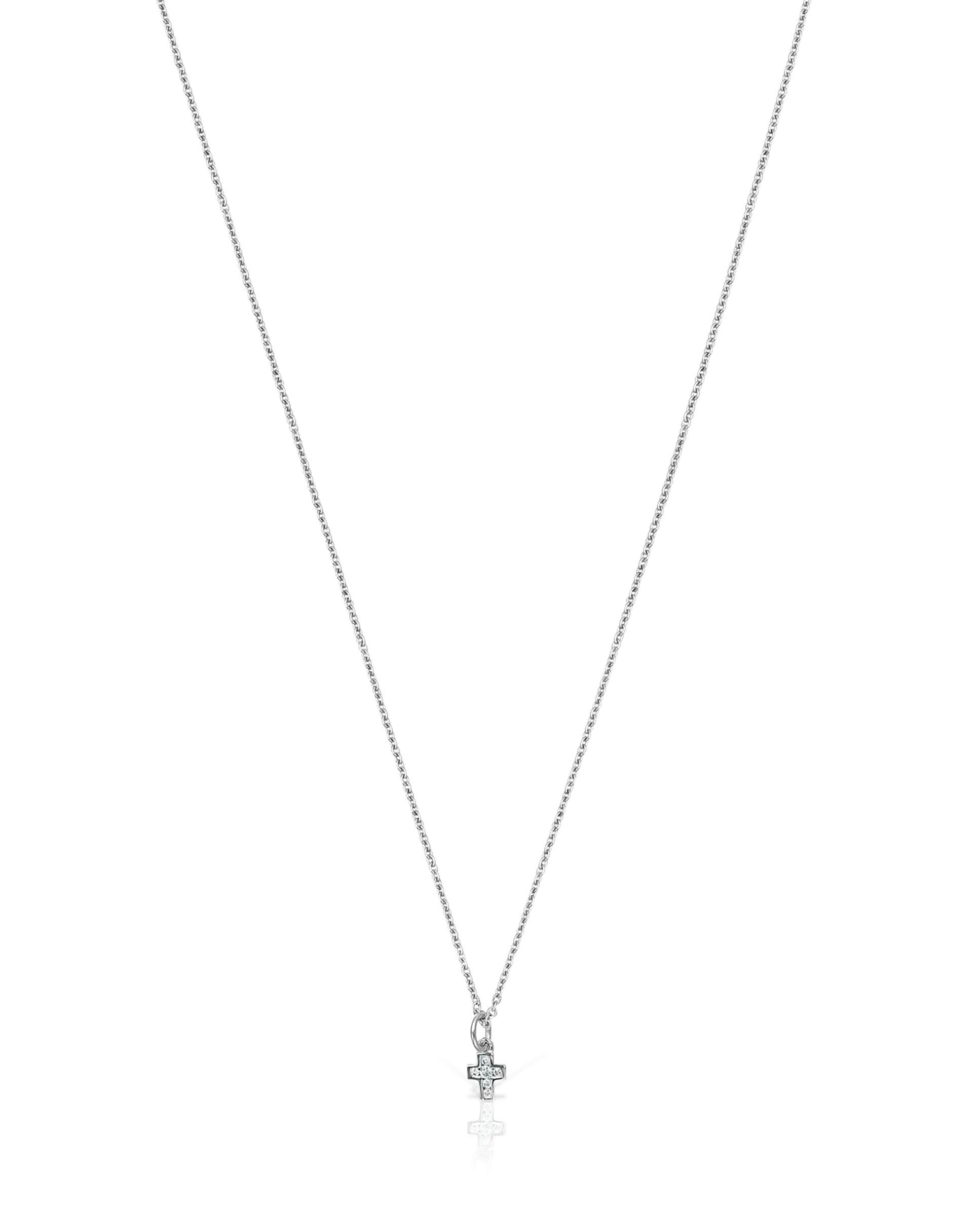 Colar Les Classiques Cruz de Ouro Branco com Diamantes Prata-2