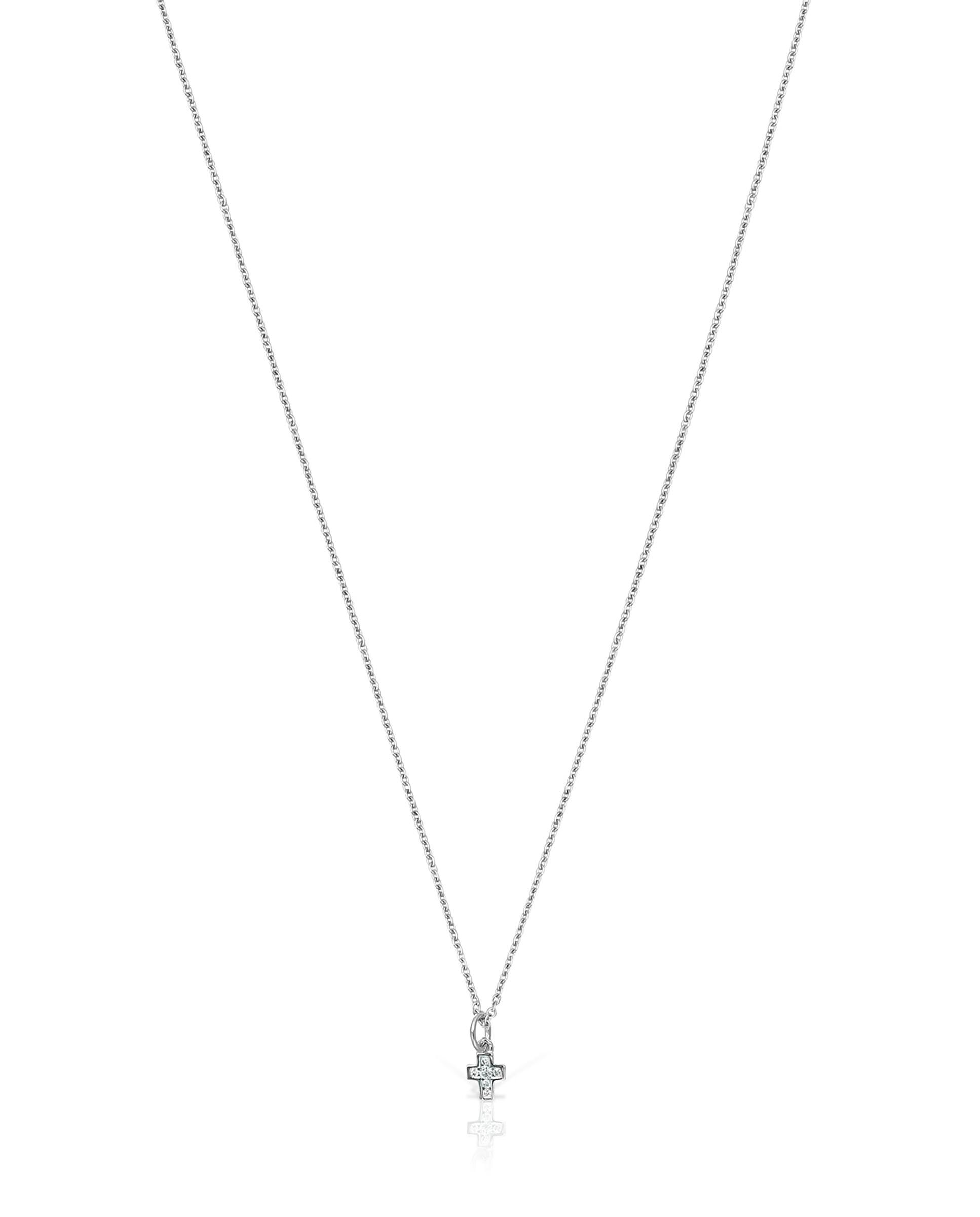 Colar Les Classiques Cruz de Ouro Branco com Diamantes Prata-4