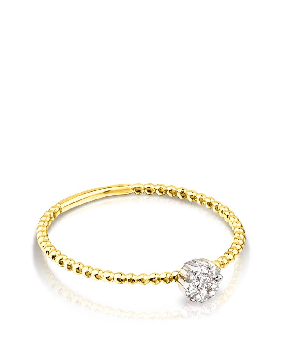 Anel Brillants em Ouro Amarelo com Roseta de Diamantes Branco-2