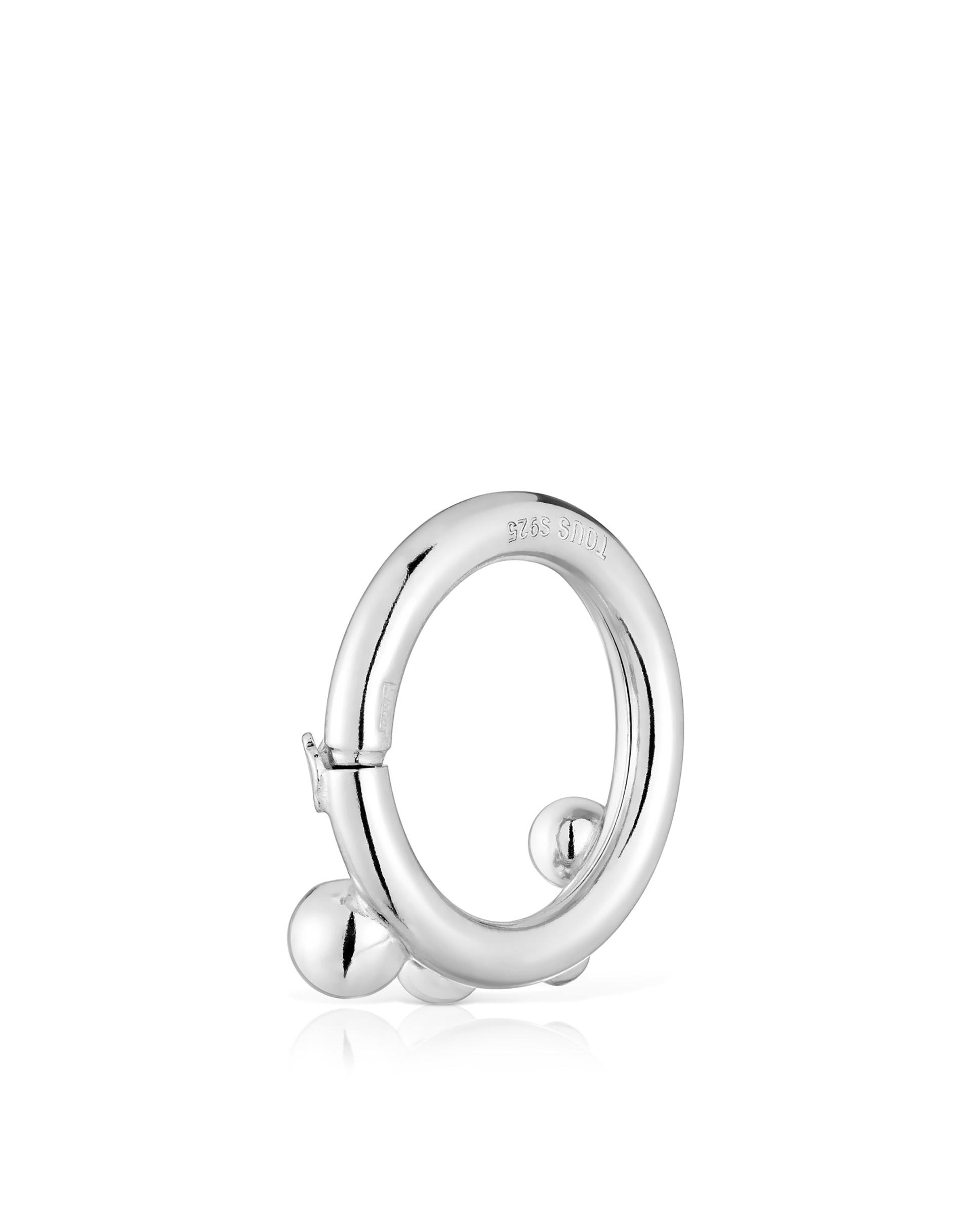 Pendente de Argola Hold Pequena de Prata com Detalhes Prateado-2
