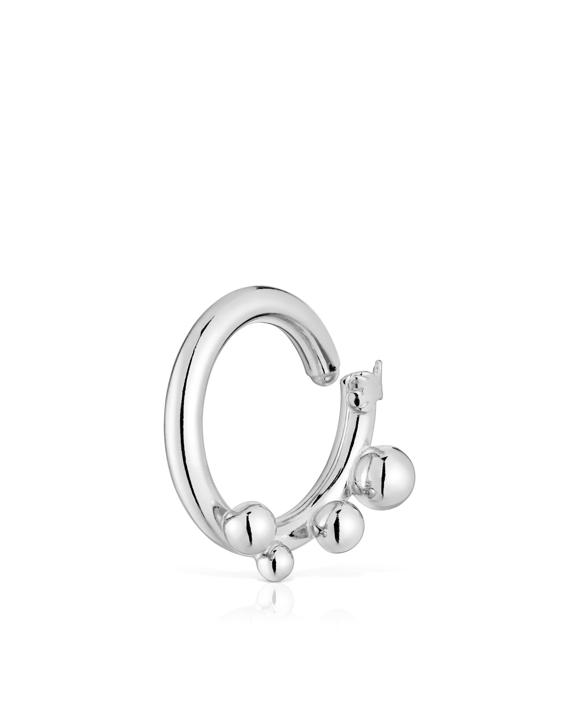 Pendente de Argola Hold Pequena de Prata com Detalhes Prateado-3