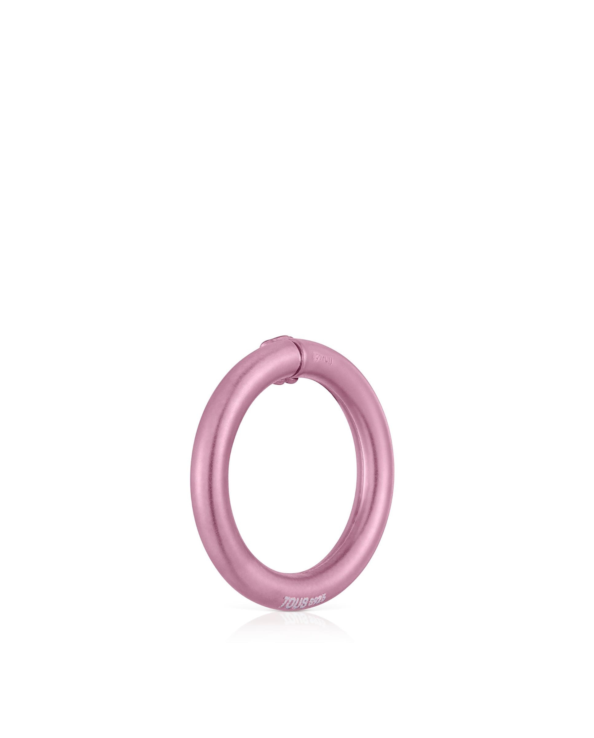 Pendente de Argola Hold Média de Prata em Rosa Rosa-2