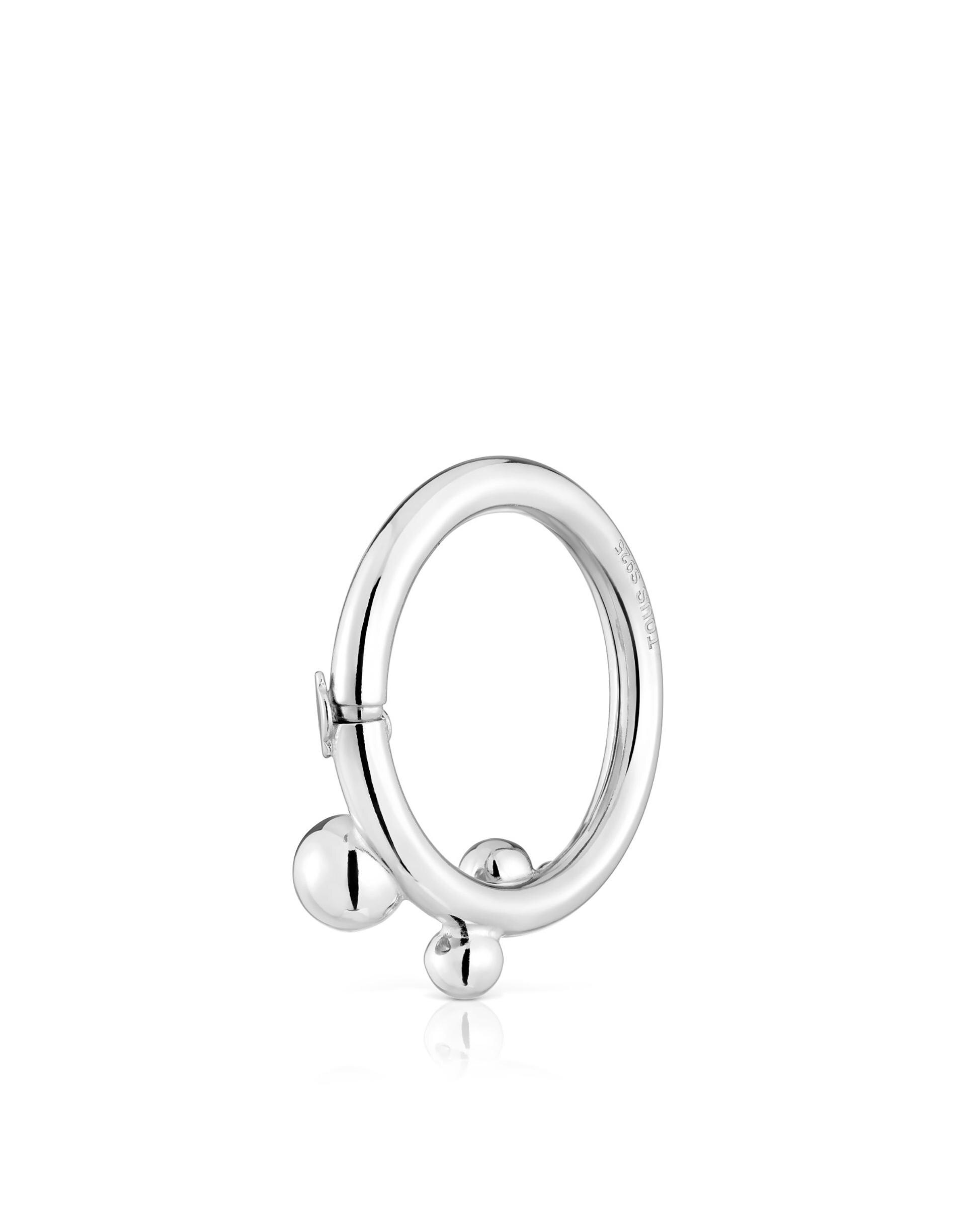 Pendentes de Argola Hold Grande de Prata com Detalhes Prateado-2