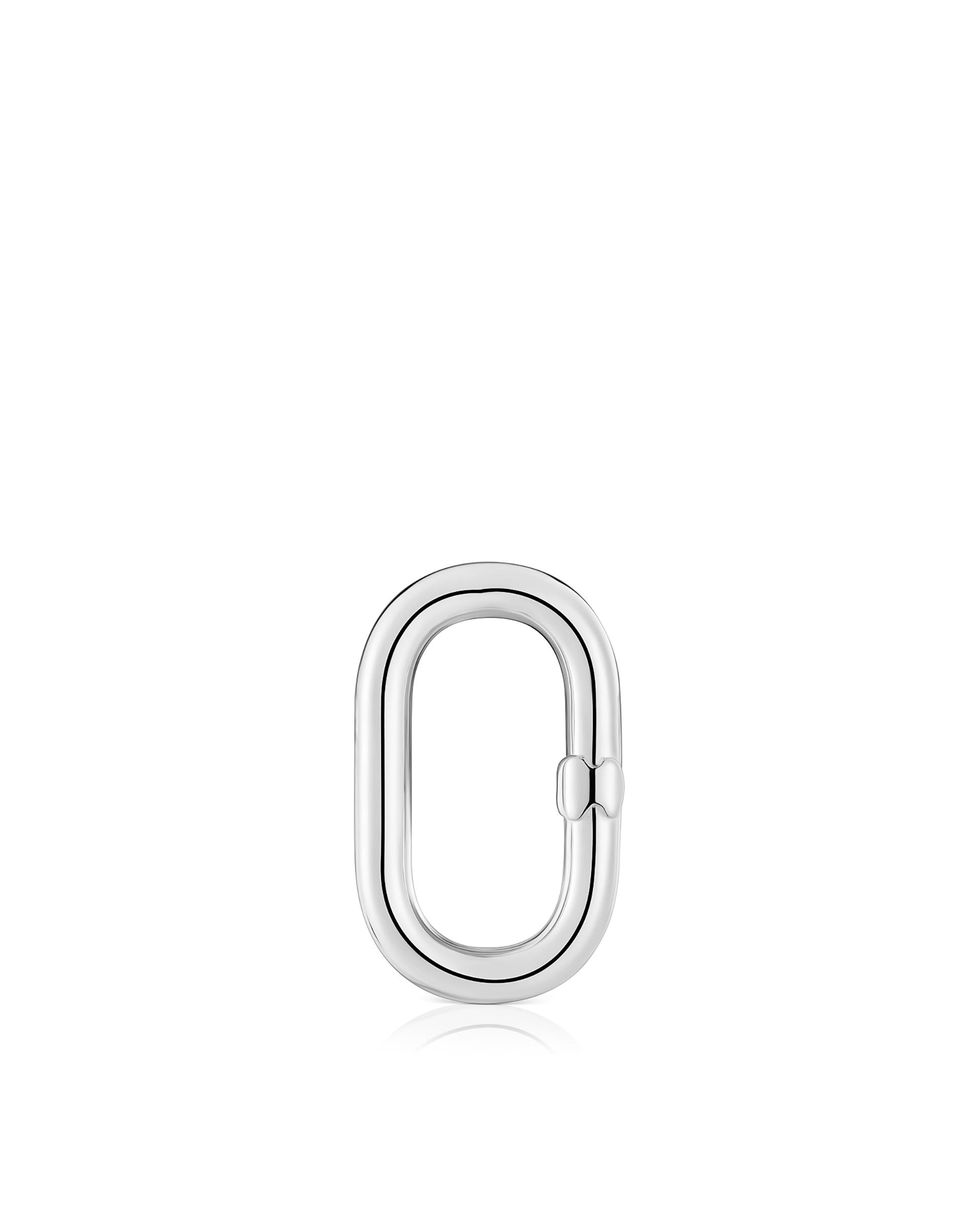 Pendente de Argola Hold Oval Média de Prata Prateado-1