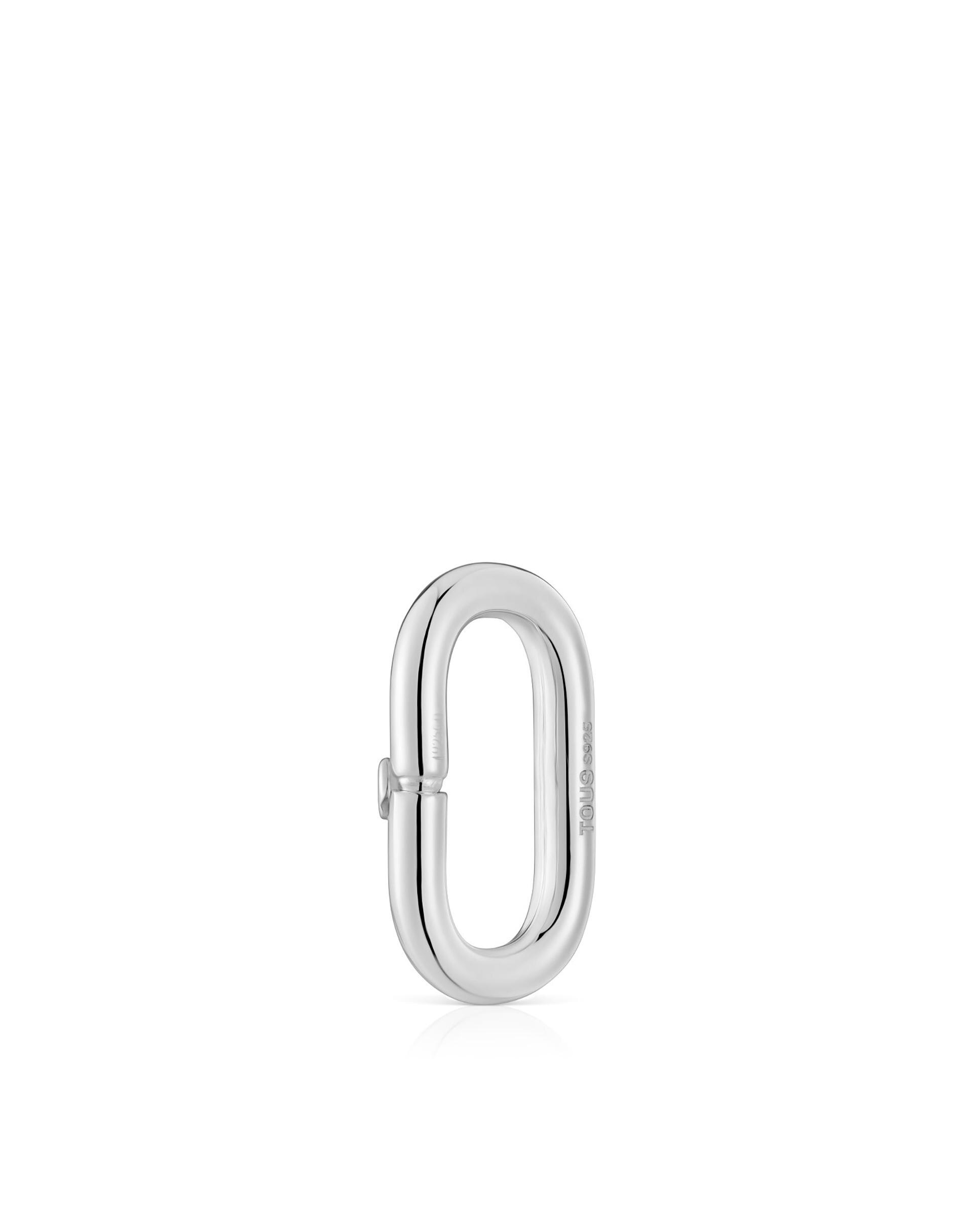 Pendente de Argola Hold Oval Média de Prata Prateado-2
