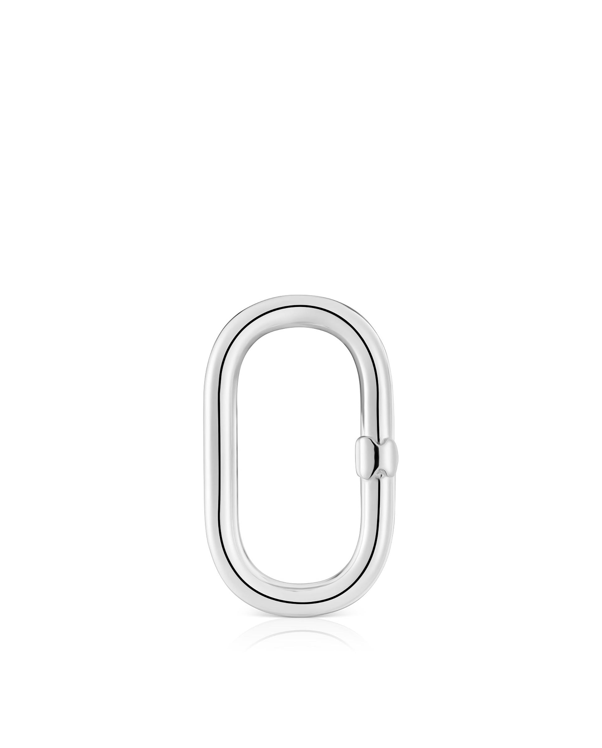 Pendiente de Argola Hold Oval Grande de Prata Prateado-1