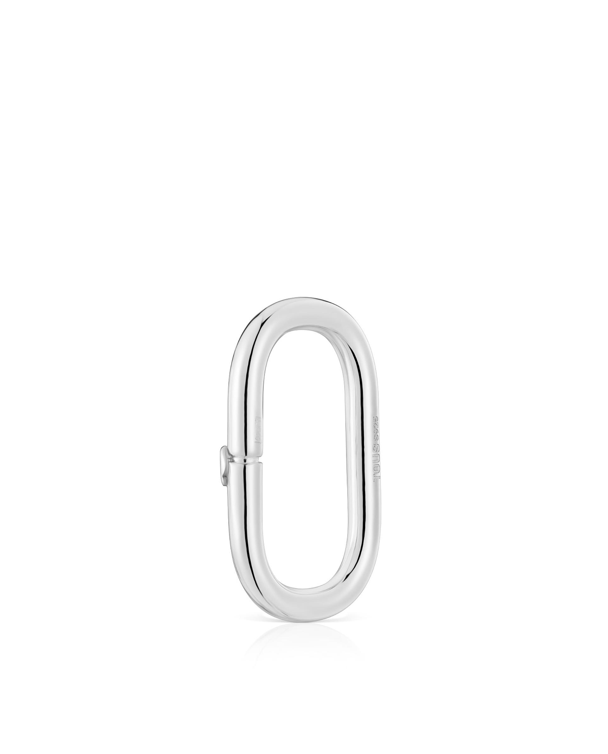 Pendiente de Argola Hold Oval Grande de Prata Prateado-2