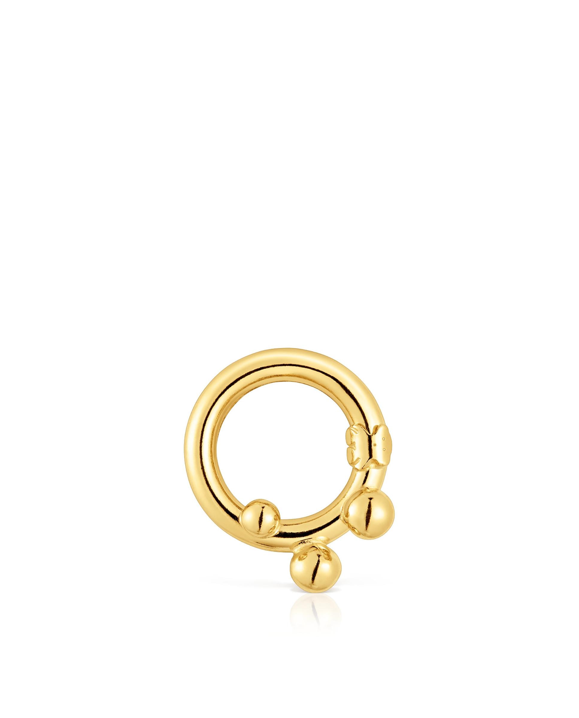 Imagem 0 de Pendente de Argola Hold Pequena Banhada em Ouro 18 Kt Sobre Prata com Detalhes