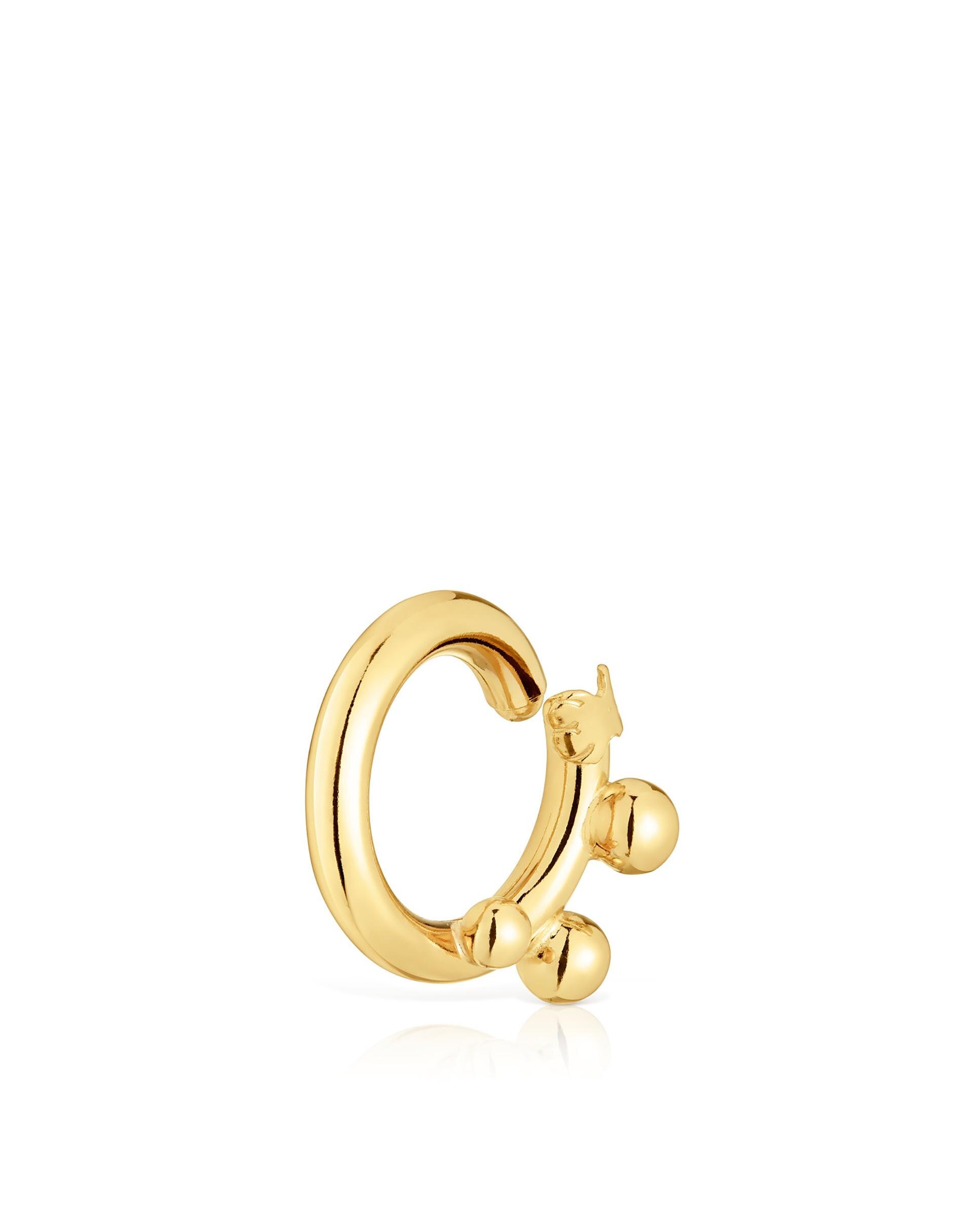 Pendente de Argola Hold Pequena Banhada em Ouro 18 Kt Sobre Prata com Detalhes Dourado-3
