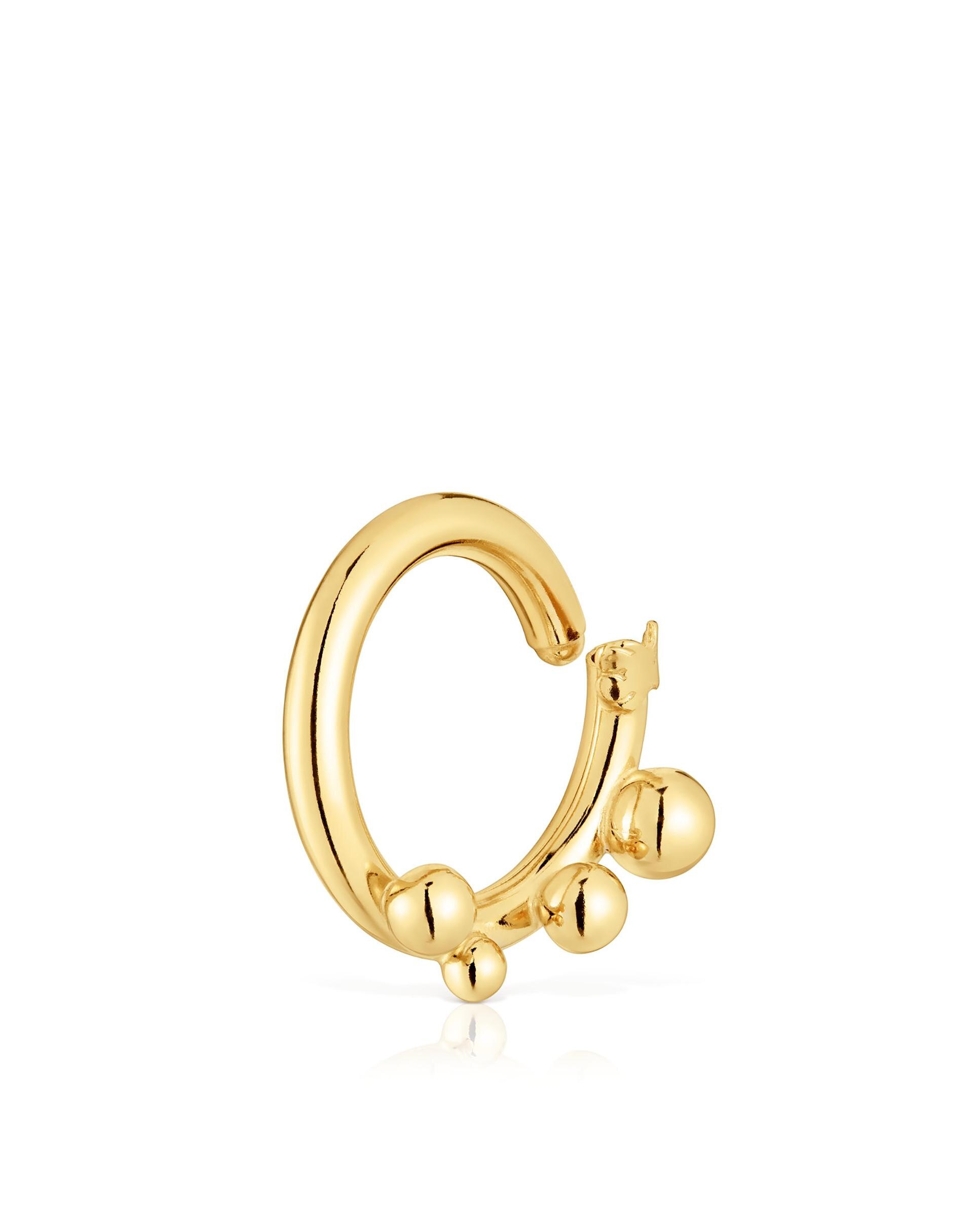 Pendente de Argola Hold Média Banhada em Ouro 18 Kt Sobre Prata com Detalhes Dourado-3