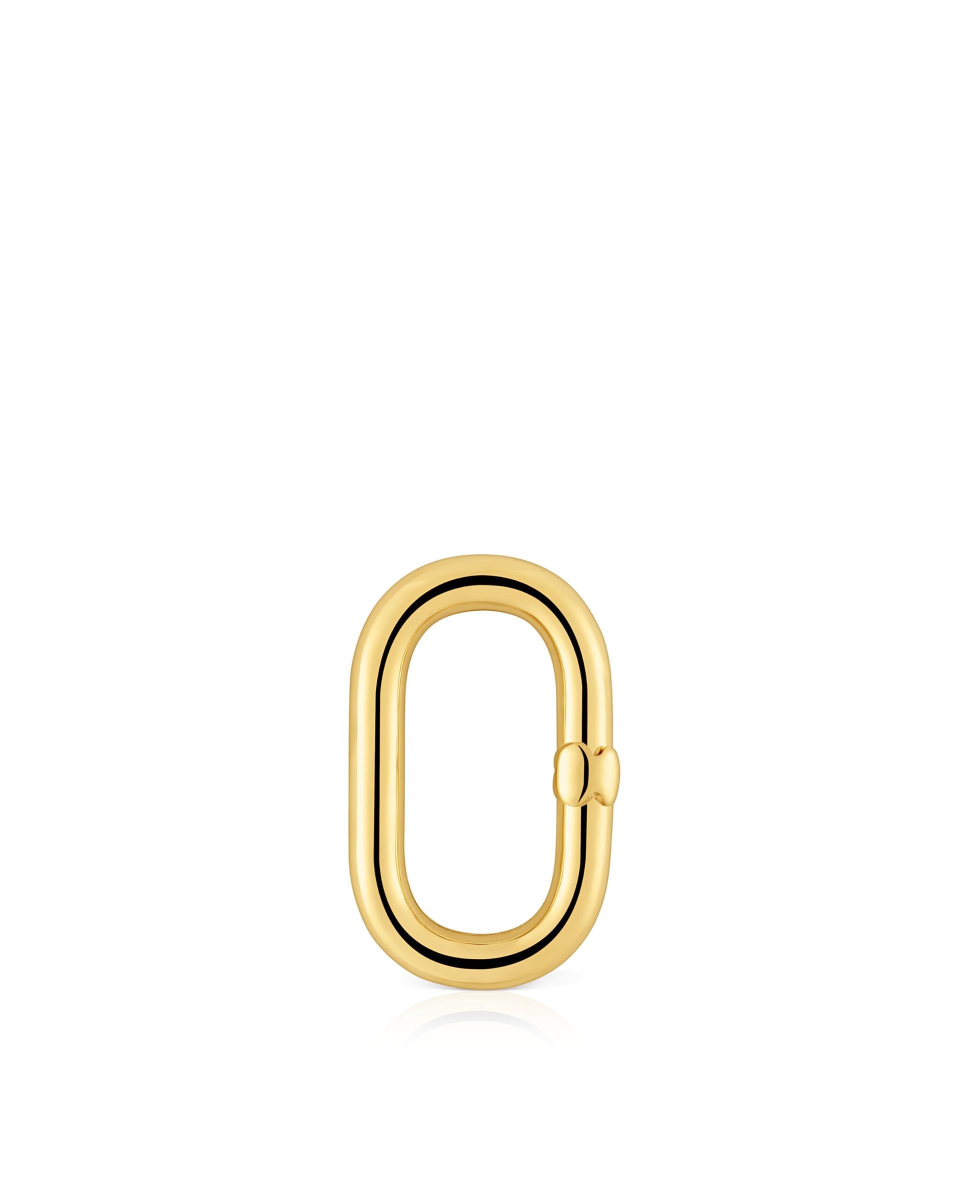 Pendente de Argola Hold Oval Média Banhada a Ouro 18 Kt Sobre Prata Dourado-1