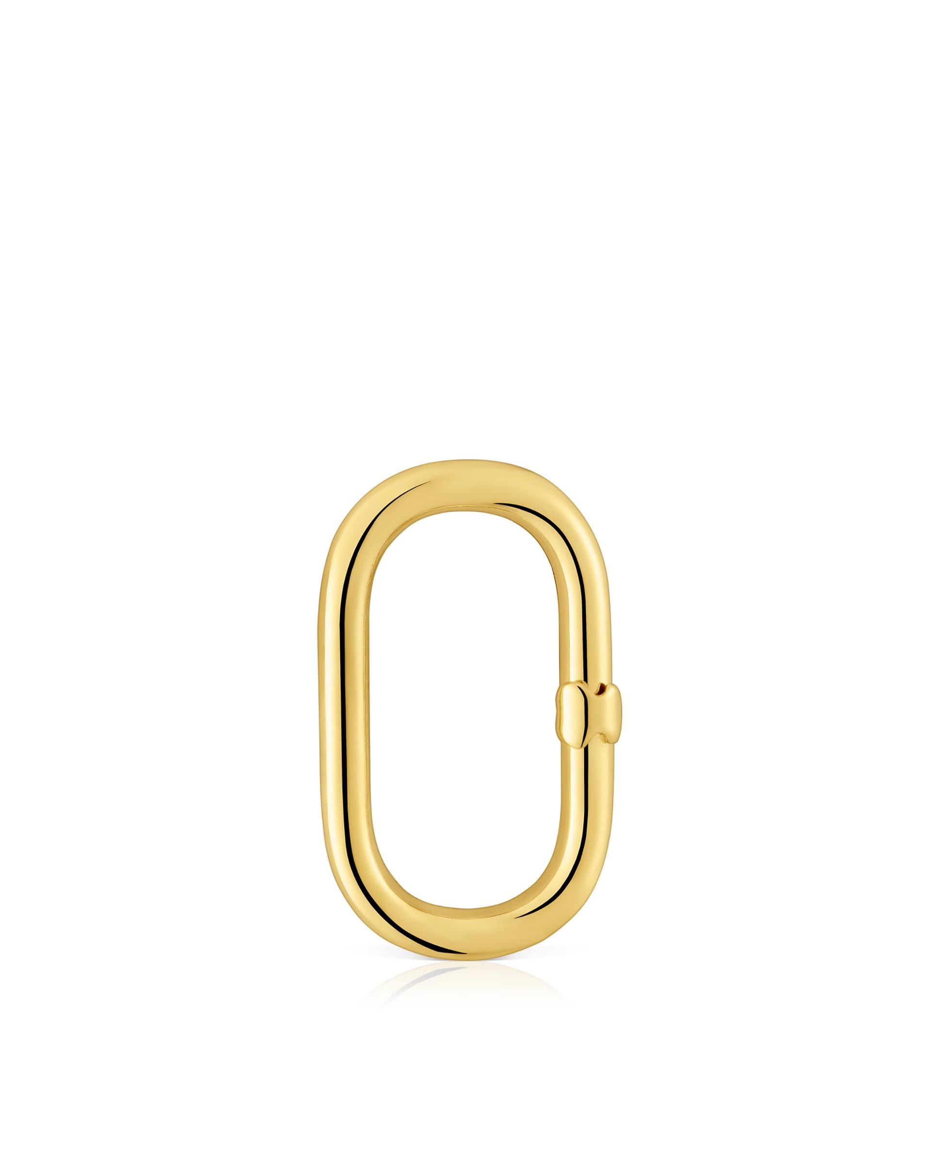 Pendentes de Argola Hold Oval Grande Banhada em Ouro 18 Kt Sobre Prata Dourado-1