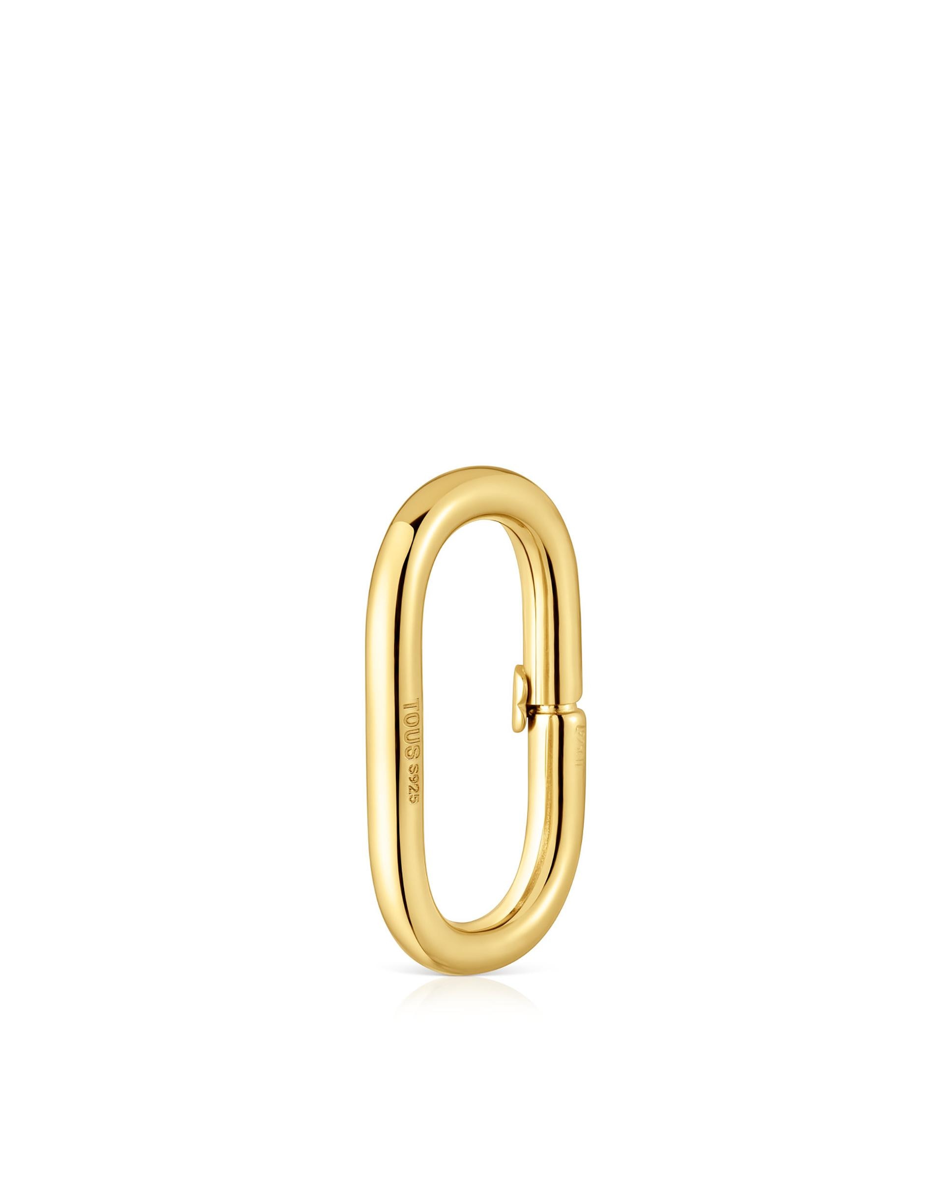 Pendentes de Argola Hold Oval Grande Banhada em Ouro 18 Kt Sobre Prata Dourado-2