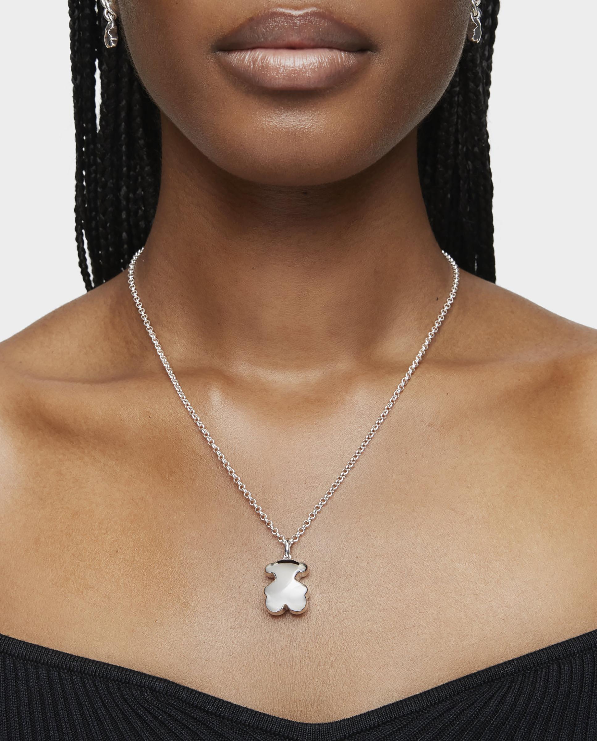 Pendentes Bold Motif de Urso Médio em Prateado Prateado-5