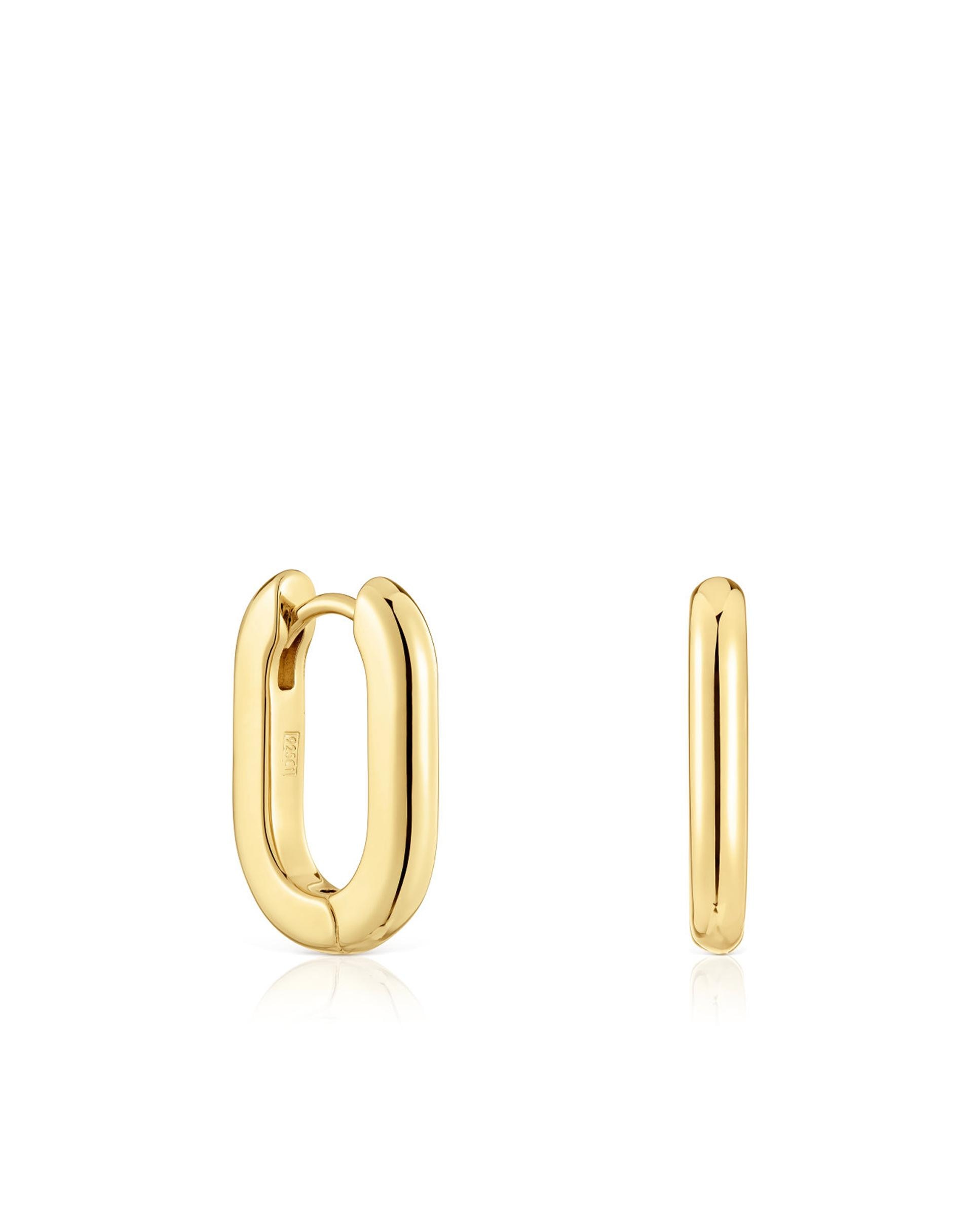Brincos de Argola Básica Curta Banhada a Ouro 18 Kt Sobre Prata Dourado-1