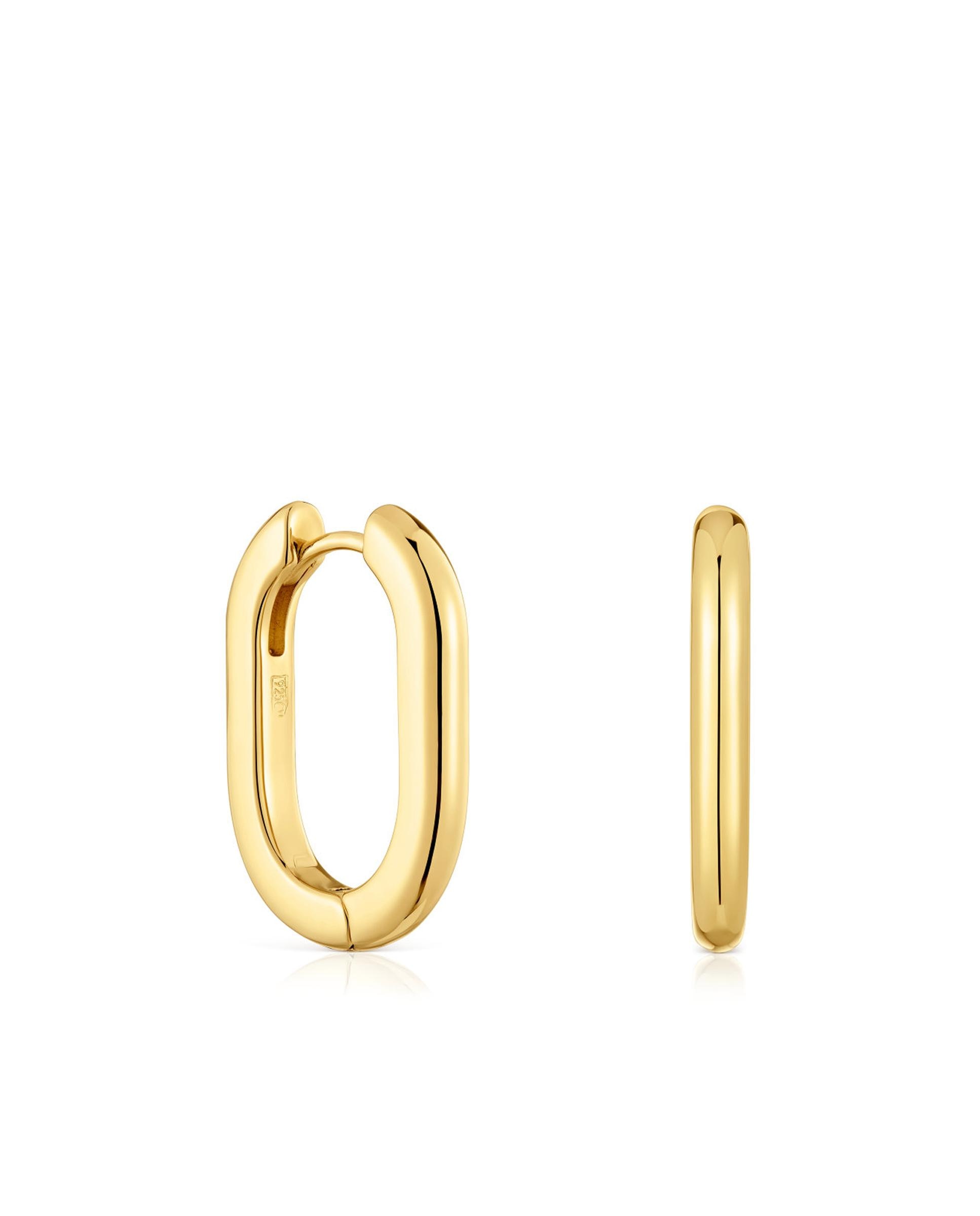 Brincos de Aro Largos Banhados em Ouro 18 kt sobre Prata Ouro-1