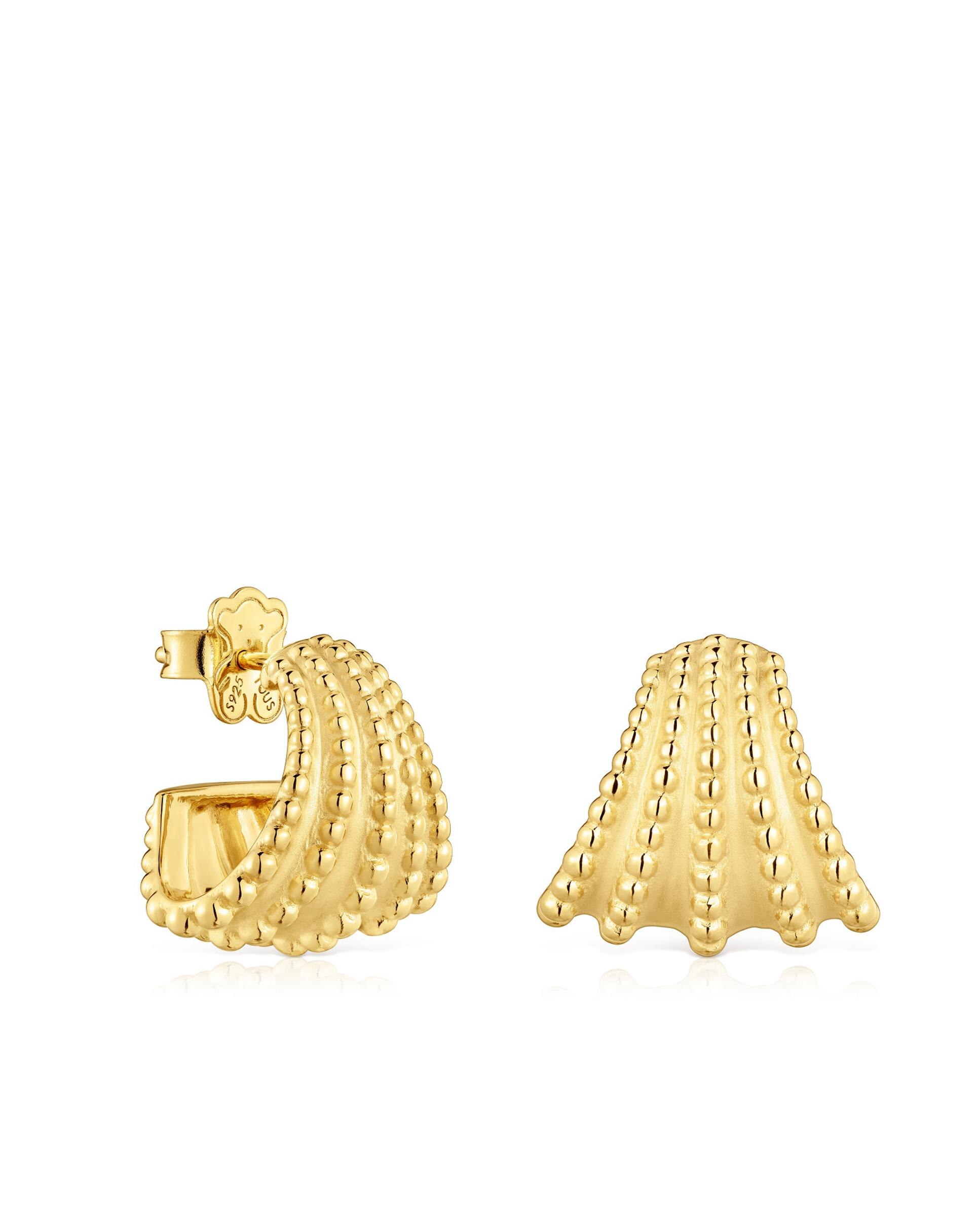 Brincos Grain de Aro Curtos Banhados em Ouro de 18 Kt Sobre Prata Ouro-1