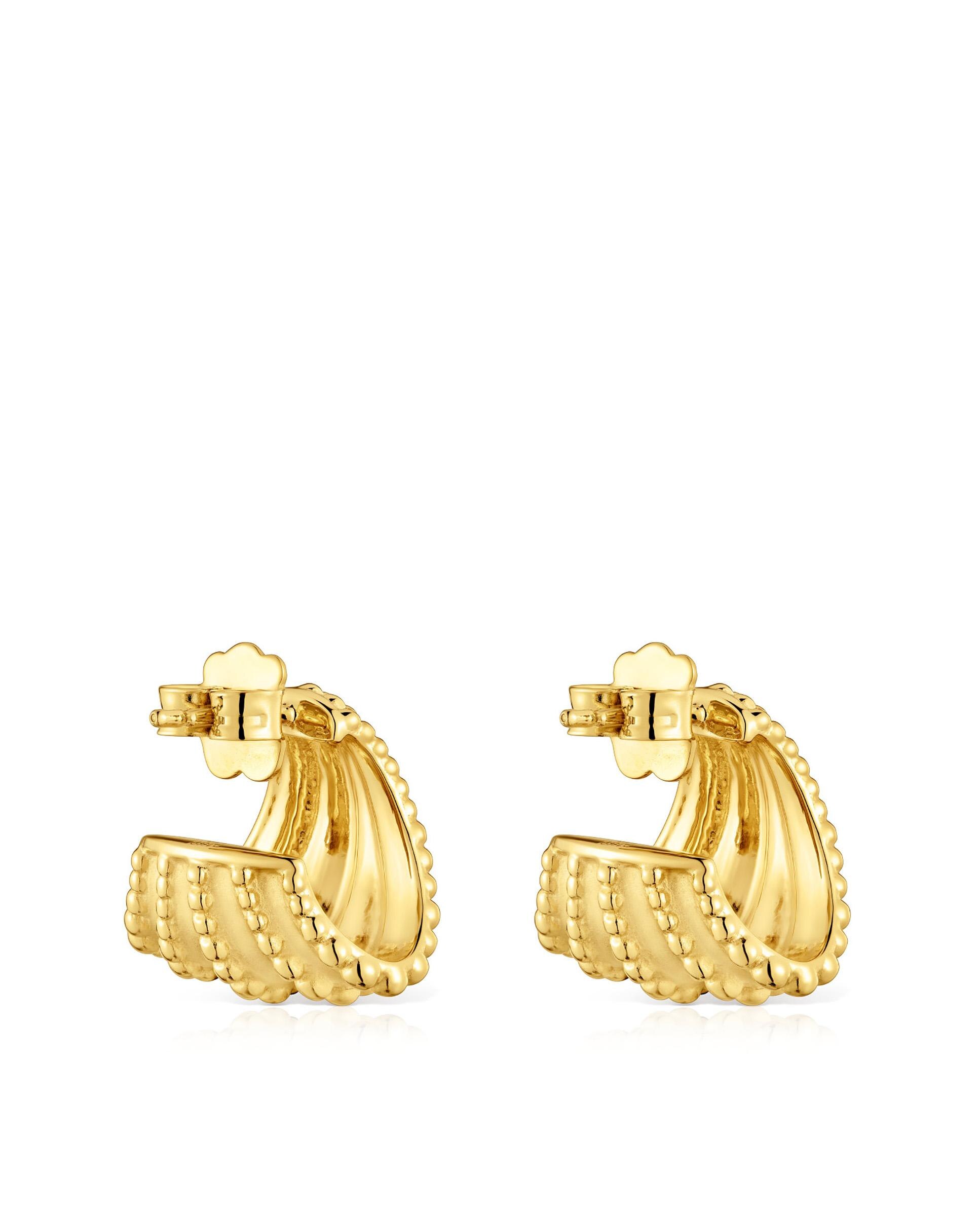 Brincos Grain de Aro Curtos Banhados em Ouro de 18 Kt Sobre Prata Ouro-2