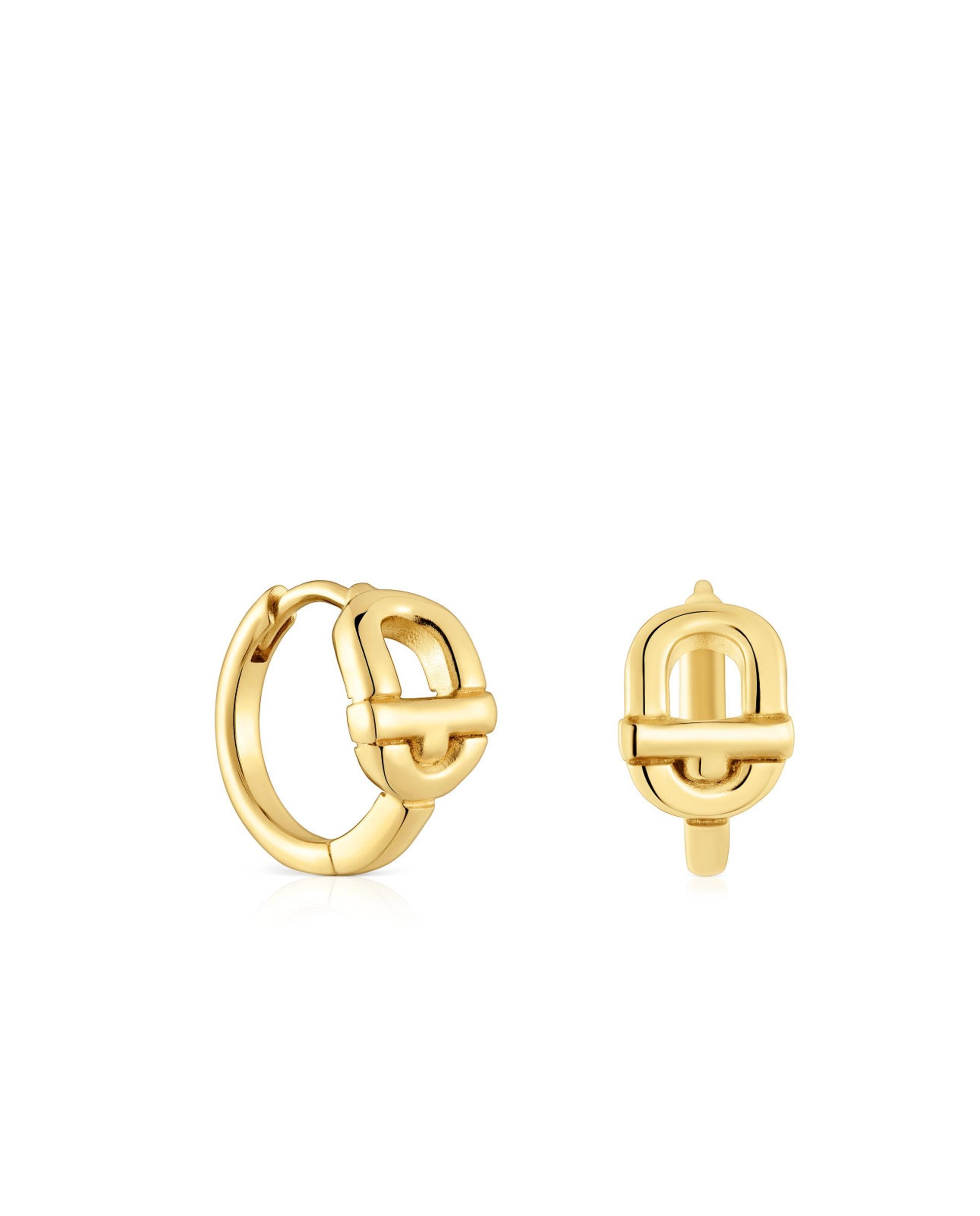 Brincos de Aro Manifesto Banhado a Ouro 18 Kt Sobre Prata Dourado-1