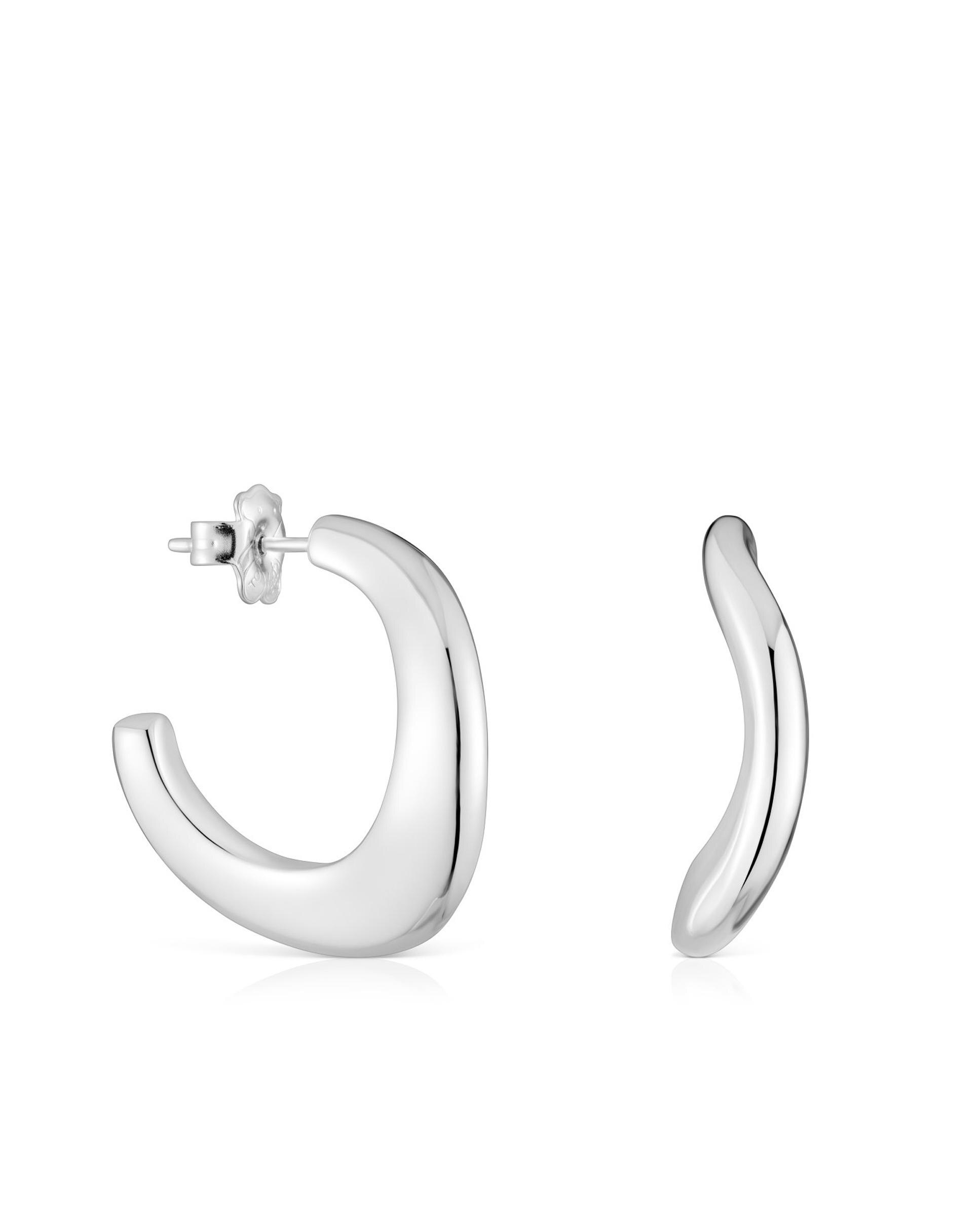Brincos Basics Galia de Aro Oval de Prata Prateado-1